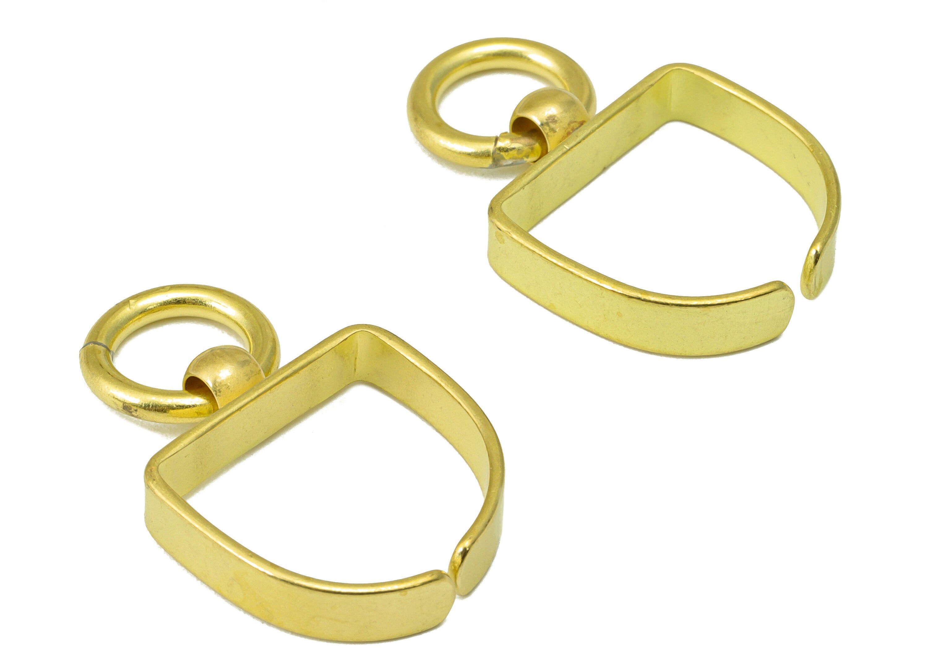 Brass Domed Ring - Raw Brass Domed Earring Charm - Brass Open Domed Ring with Loop - Brass Ball Domed Ring - 31.94x19.38x0.93mm- PP8548 - DOMEDBAZAAR