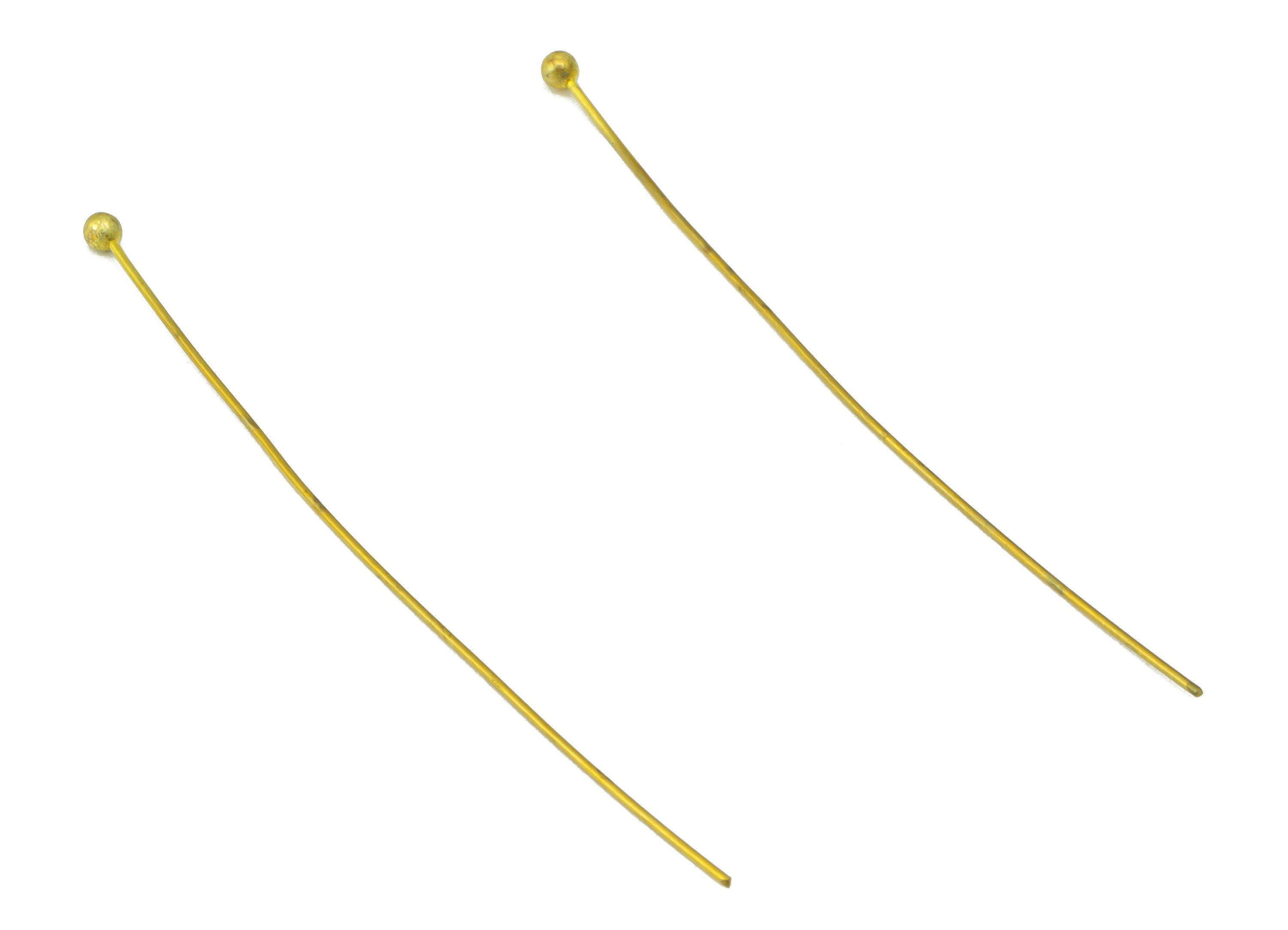 Brass Needle Ball Head Pin - Raw Brass Nail - Brass Slender Ball - Brass Spikes Wires Post- Raw Brass Pins - 51.33x1x1mm- PP8552-50 - DOMEDBAZAAR