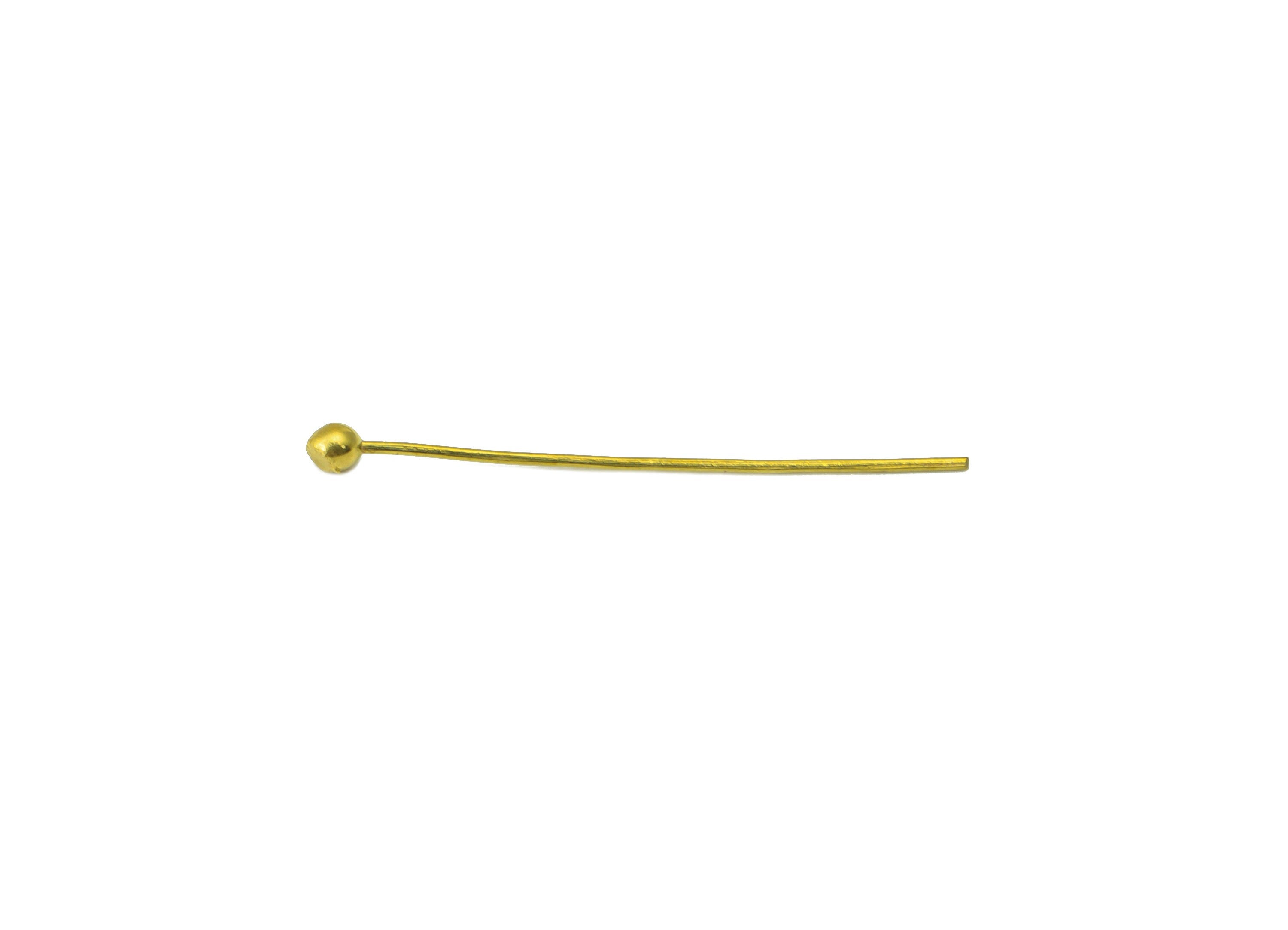 Brass Needle Ball Head Pin - Raw Brass Nail - Brass Slender Ball - Brass Spikes Wires Post- Raw Brass Pins - 26x0.4x0.4mm- PP8552-26 - DOMEDBAZAAR