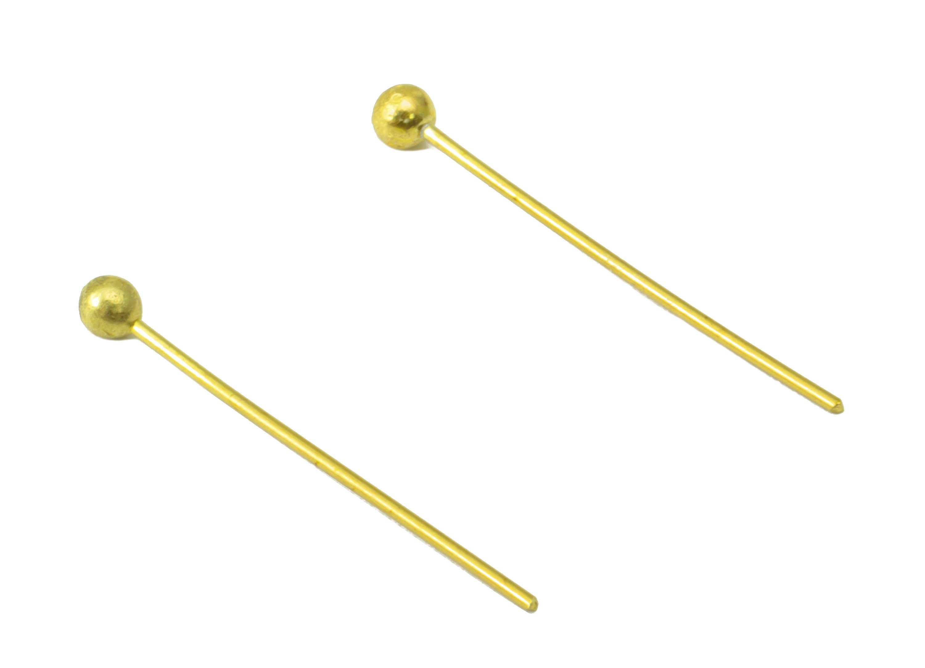 Brass Needle Ball Head Pin - Raw Brass Nail - Brass Slender Ball - Brass Spikes Wires Post- Raw Brass Pins - 18x0.4x0.4mm - PP8552-18 - DOMEDBAZAAR