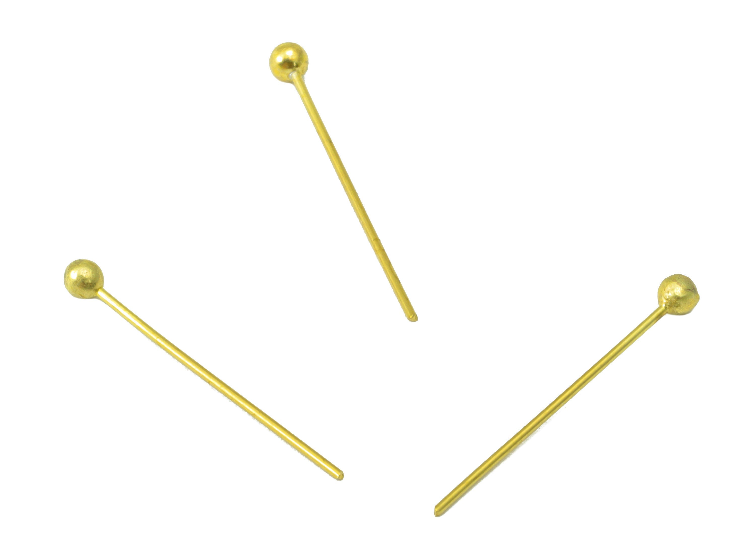 Brass Needle Ball Head Pin - Raw Brass Nail - Brass Slender Ball - Brass Spikes Wires Post- Raw Brass Pins - 18x0.4x0.4mm - PP8552-18 - DOMEDBAZAAR