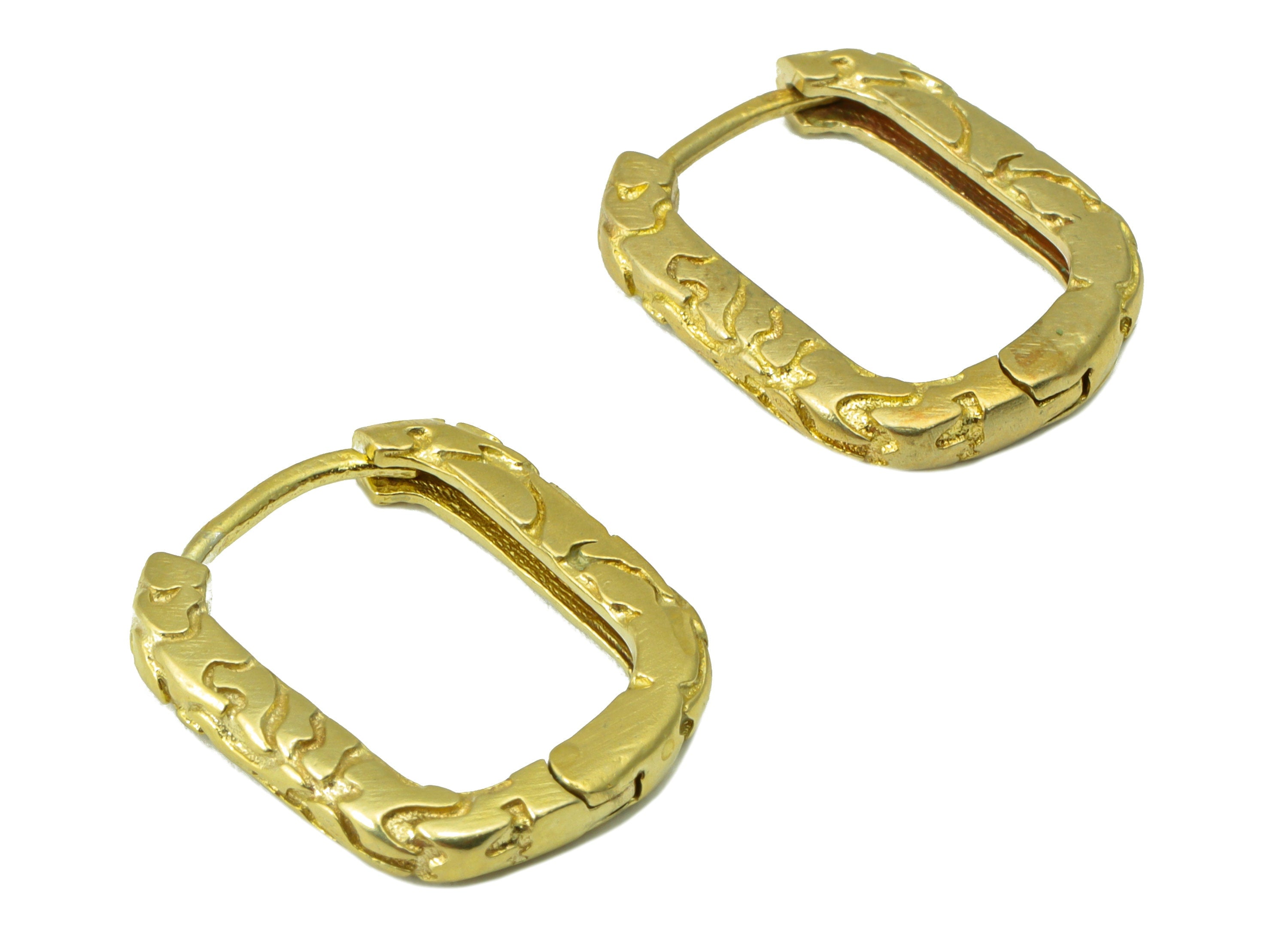 Brass Oval Rectangle Snake Pattern Clasps - Brass Textured Hoop Clasps Earring - Jewelry Supplies - 17.87x 14.48x 2.67mm- PP7551 - DOMEDBAZAAR