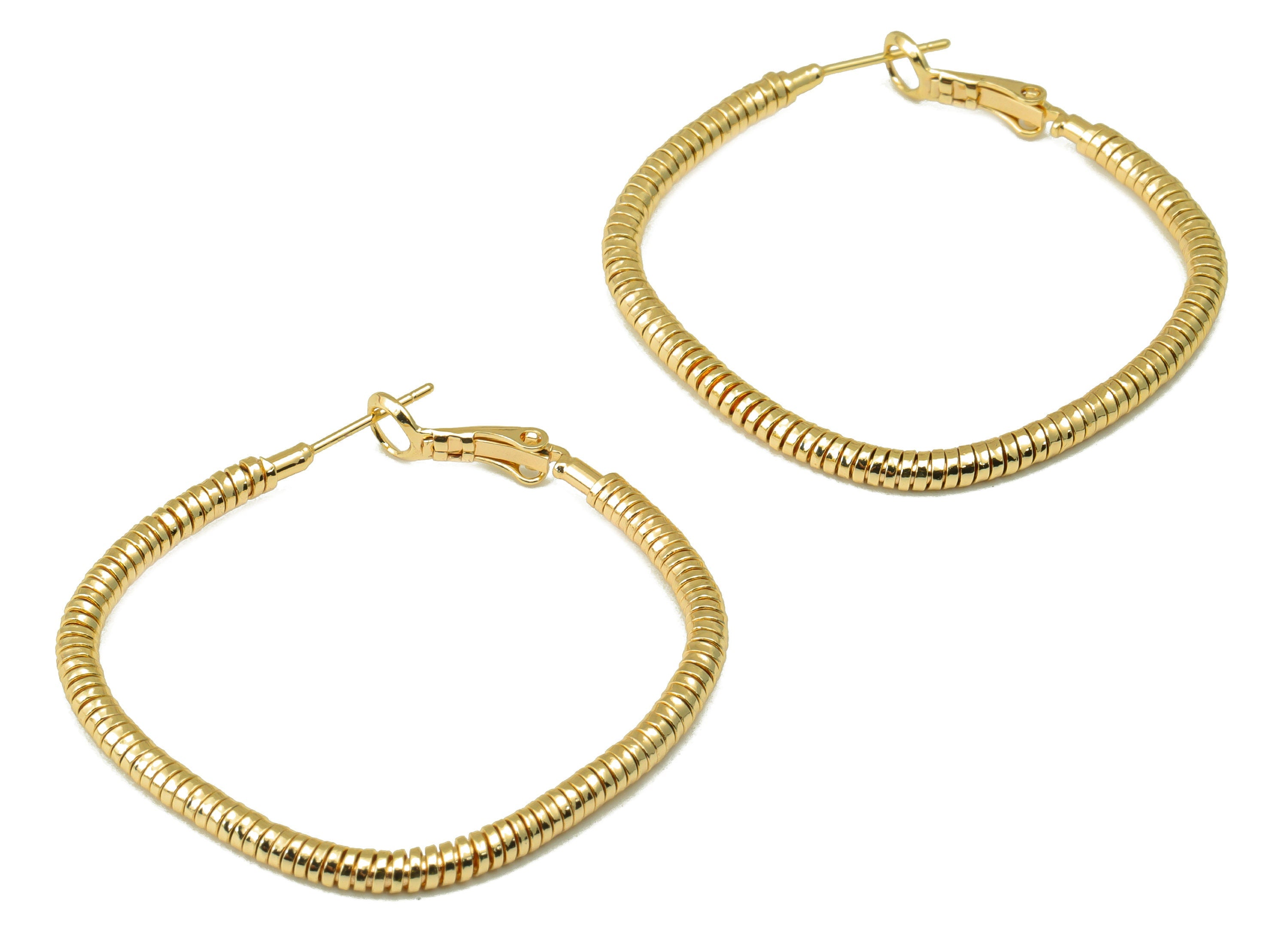 Brass Oval Square Earring Stud - Brass Textured Square Earring Post - Snake Chain Earring Hoop - 18k real gold-plated -46x45x3mm- RGP6592-41 - DOMEDBAZAAR