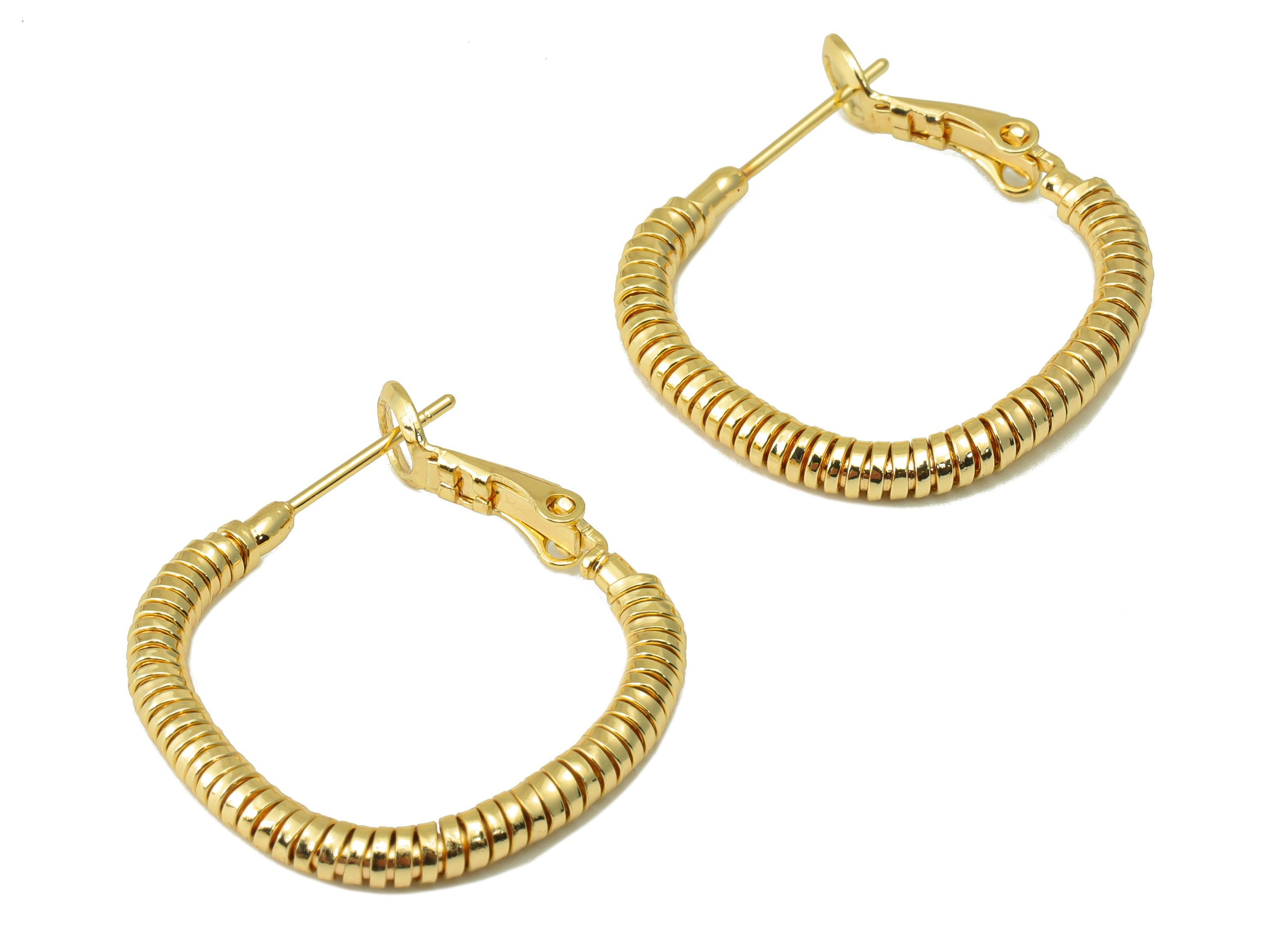 Brass Oval Square Earring Stud - Brass Textured Square Earring Post - Snake Chain Earring Hoop - 18k real gold-plated -30x27x3mm- RGP6592-25 - DOMEDBAZAAR