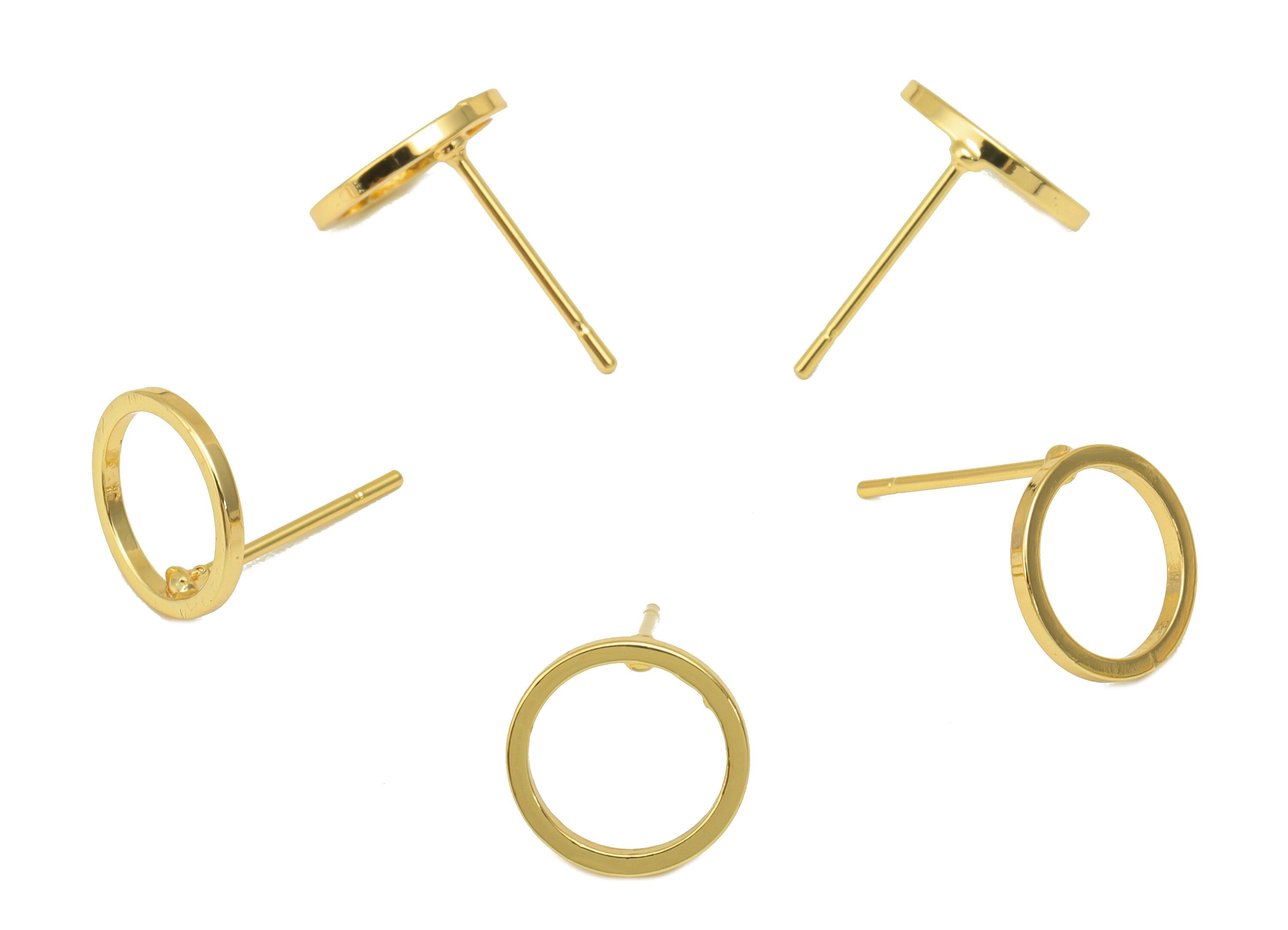 Brass Round Earring Stud - Brass Circle Earring Post - Mini Round Clasp - 18K Real Gold Plated - 10.06x 10.06 x 1.03mm- RGP6328 - DOMEDBAZAAR