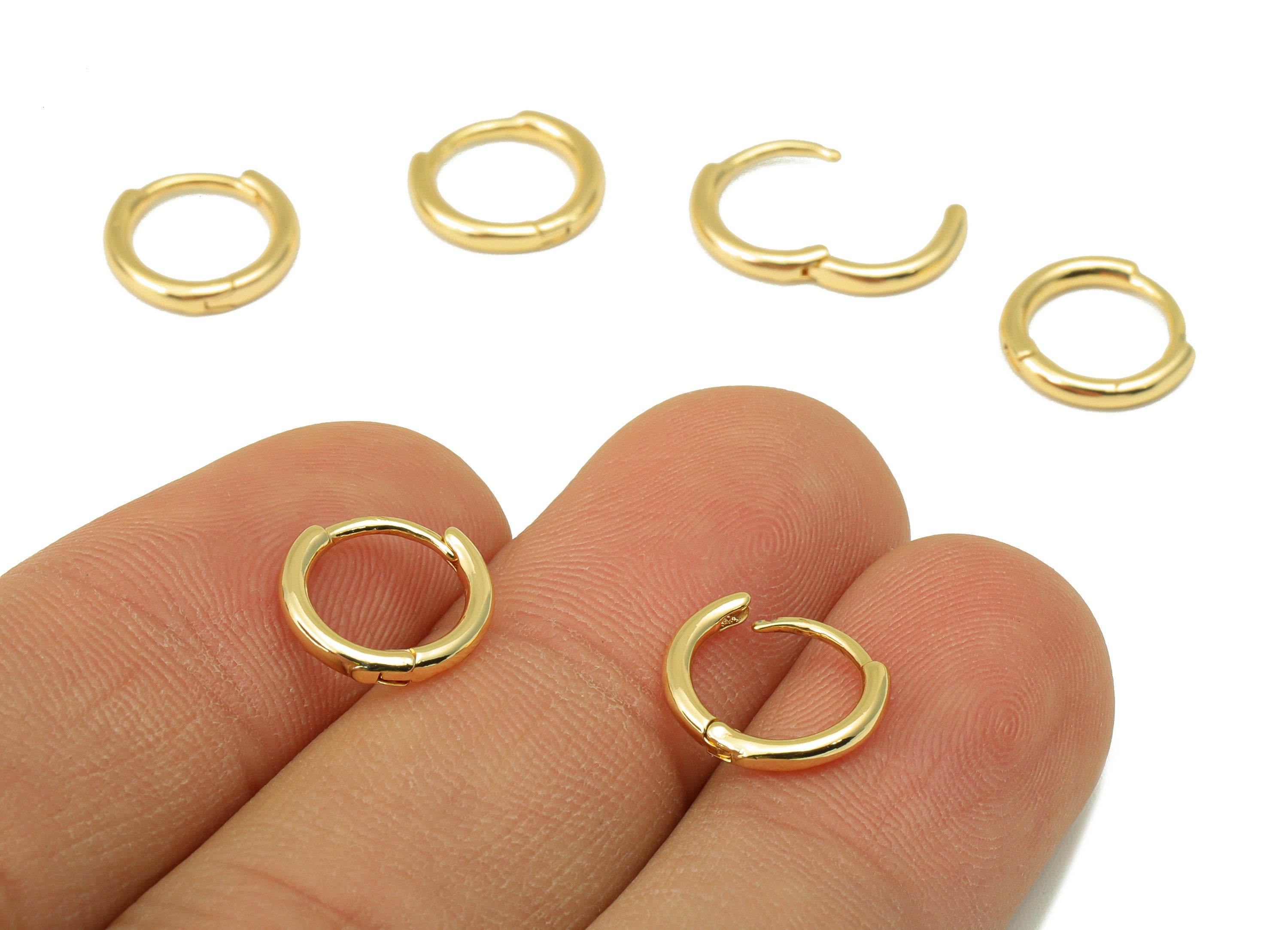 Brass Round Earring Clasp - Brass Circle Hoop Clasp - Brass Mini Ring Hoop Clasp - 18K Real Gold Plated - 10.75x 10.16x 1.65mm- RGP6604 - DOMEDBAZAAR