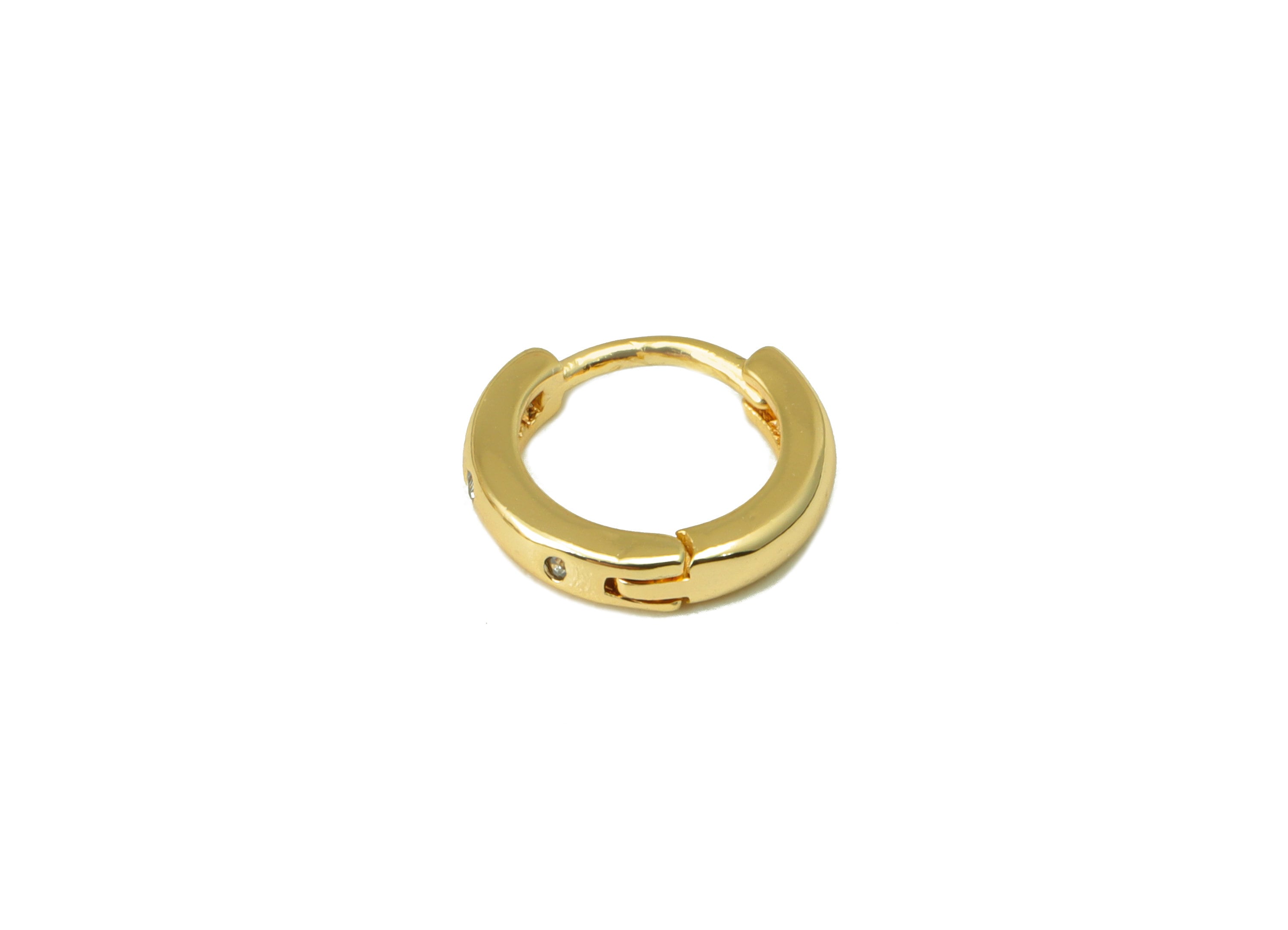 Brass Round Hoop Clasp - Brass Circle Hoop Earring Clasp - Ring Cubic Zircon Hoop Clasp - 18K Real Gold Plated - 9.46x8.6x1.82mm- RGP6619 - DOMEDBAZAAR