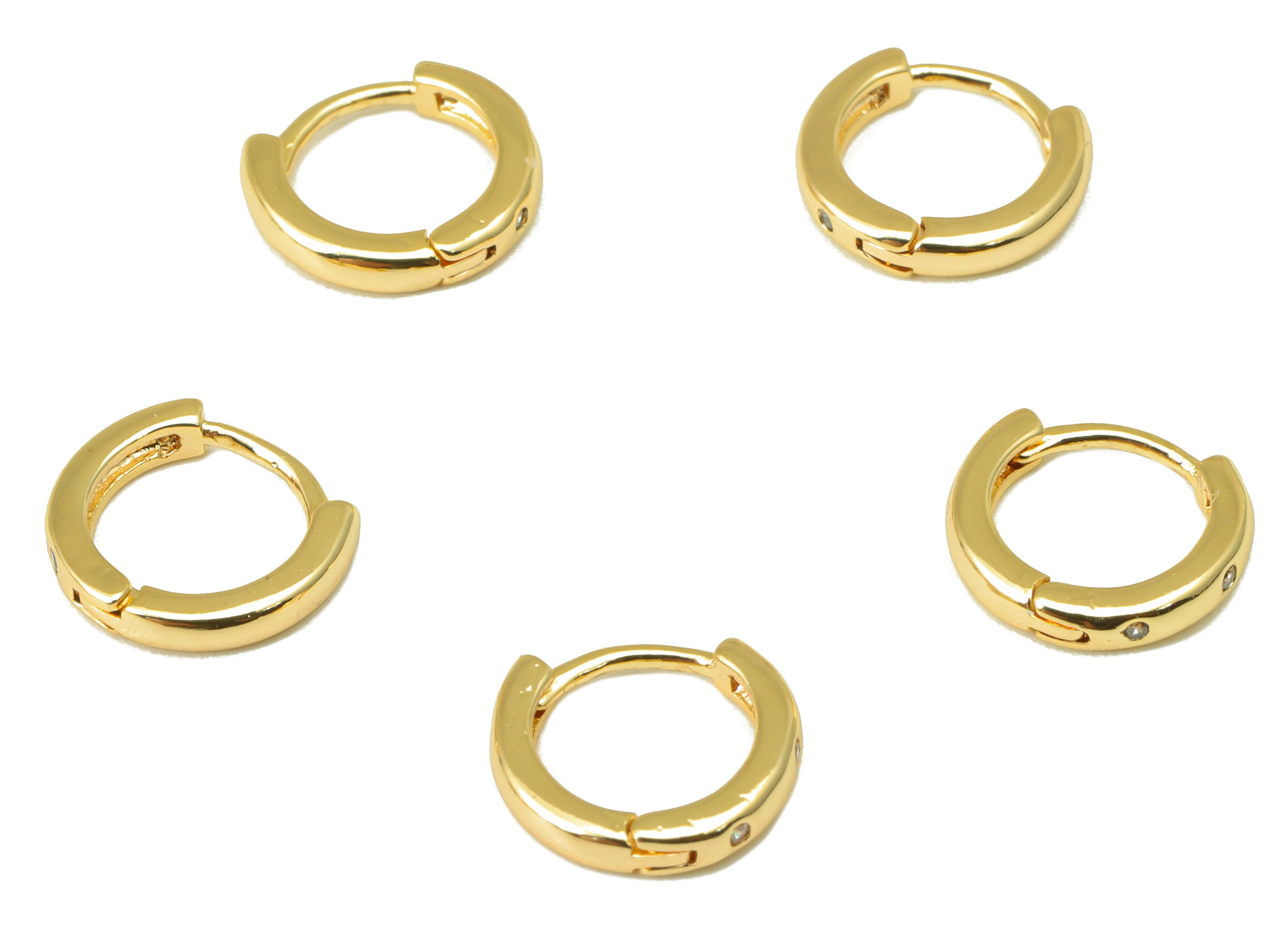 Brass Round Hoop Clasp - Brass Circle Hoop Earring Clasp - Ring Cubic Zircon Hoop Clasp - 18K Real Gold Plated - 9.46x8.6x1.82mm- RGP6619 - DOMEDBAZAAR
