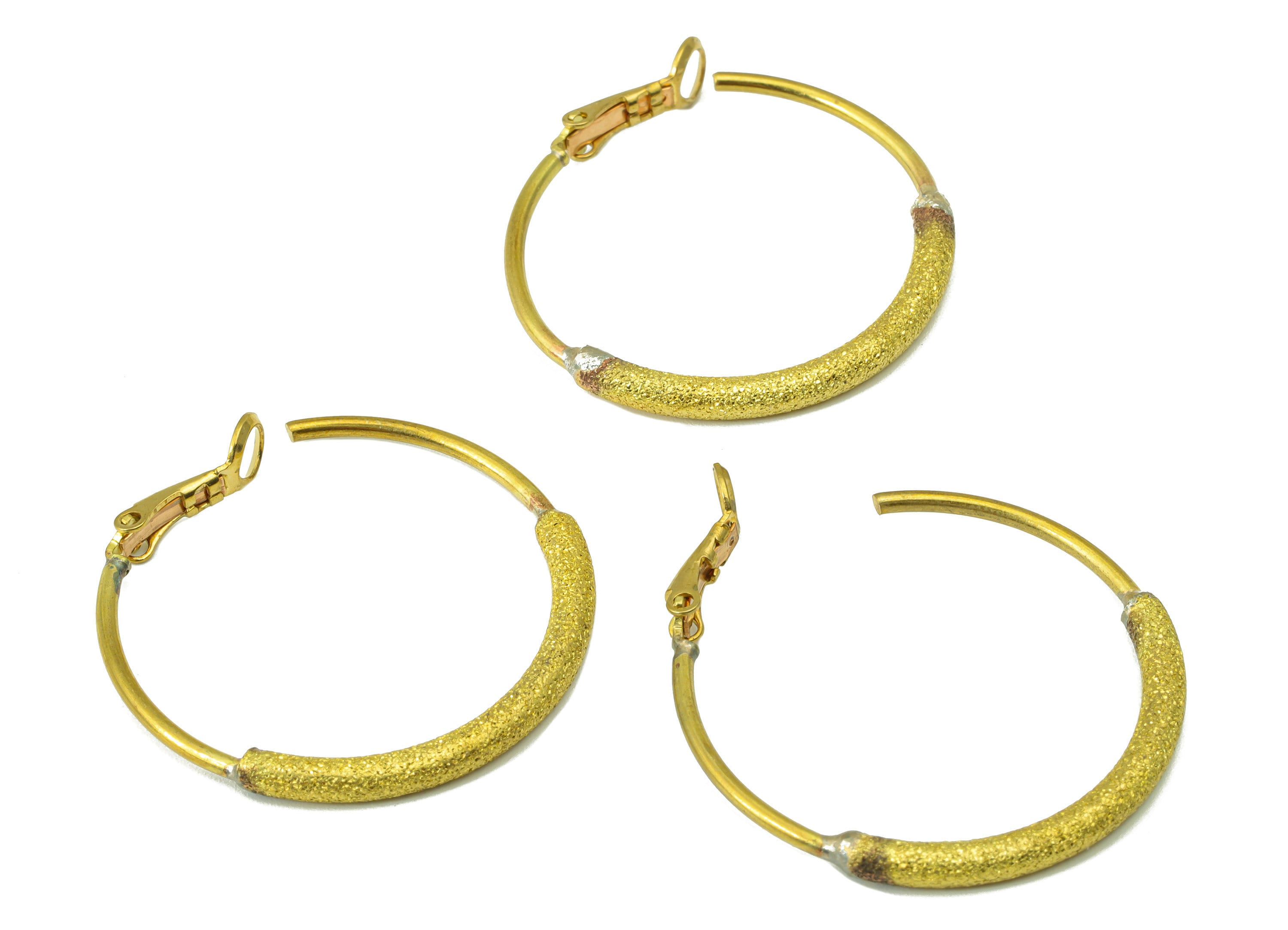 Brass Hoop Earring Stud - Raw Brass Round Hoop Earring Post - Light Textured Circle Earring Post -Earring Post - 38.28x33.41x 2.99mm- PP8517 - DOMEDBAZAAR