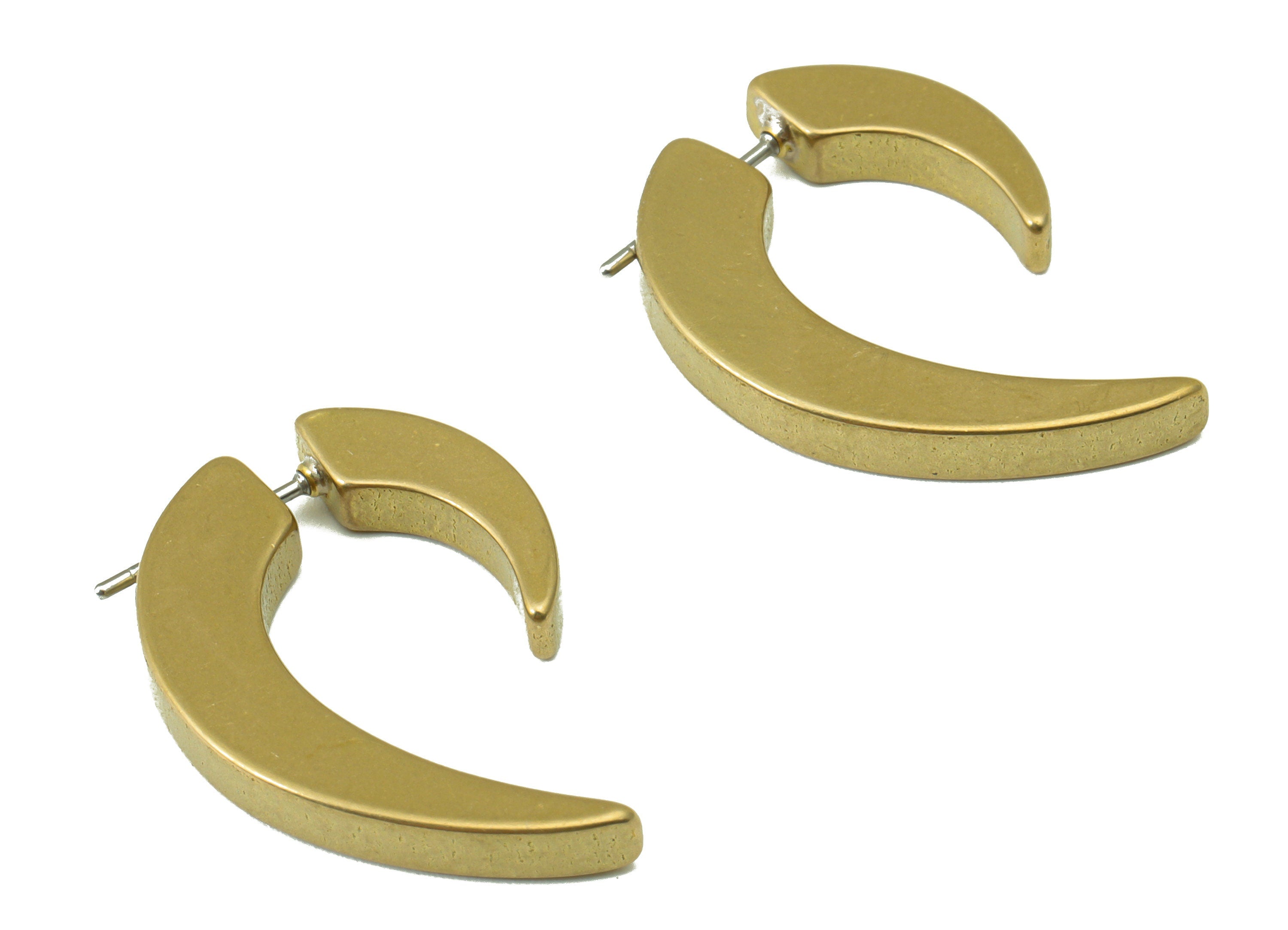 Brass Half Heart Earring Stud - Brass Earring Post - Brass Swivel Earring Post - Earring Post - Brass Earring Post - 27x15.19x3.24mm- PP8540 - DOMEDBAZAAR