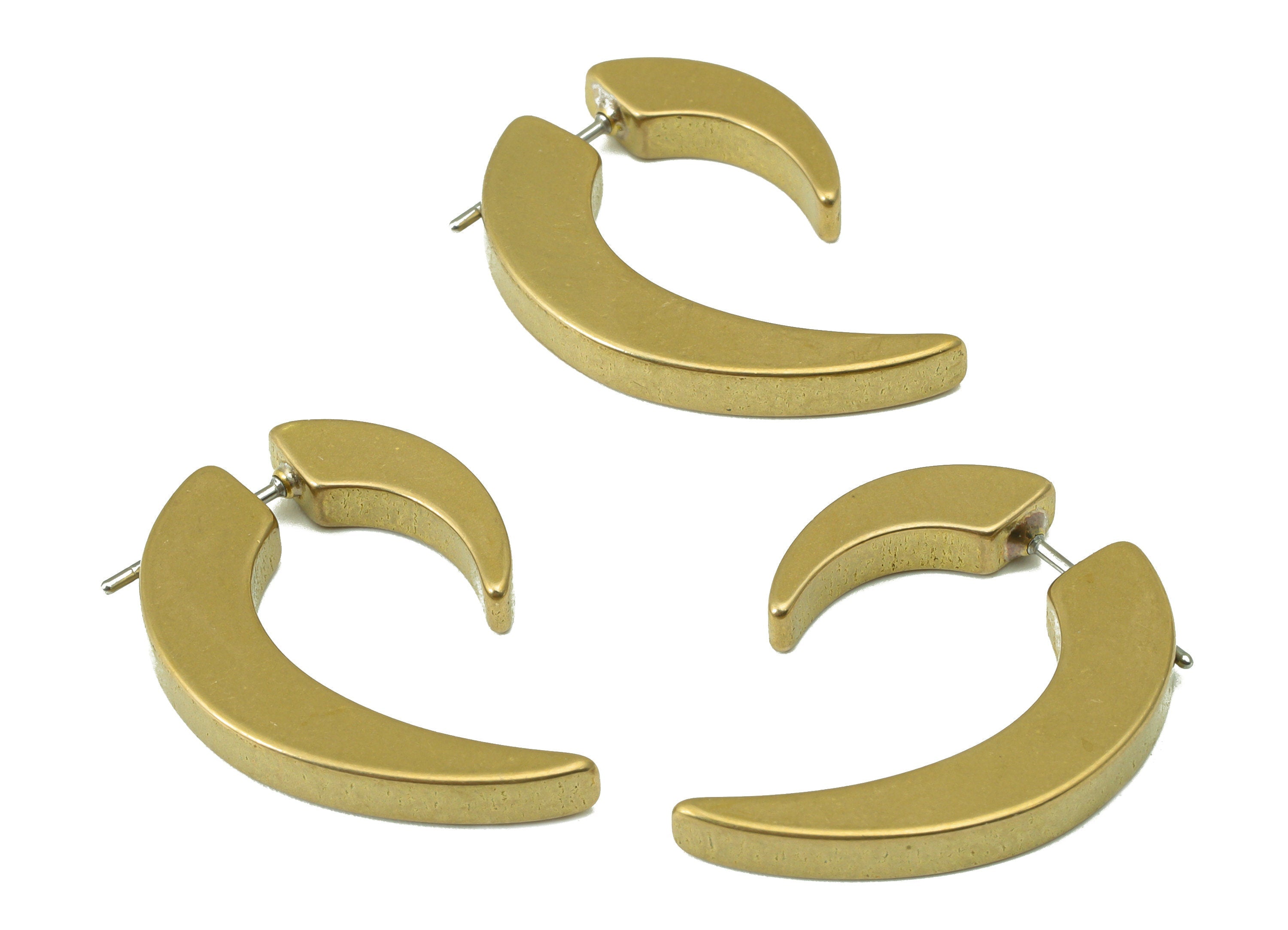 Brass Half Heart Earring Stud - Brass Earring Post - Brass Swivel Earring Post - Earring Post - Brass Earring Post - 27x15.19x3.24mm- PP8540 - DOMEDBAZAAR