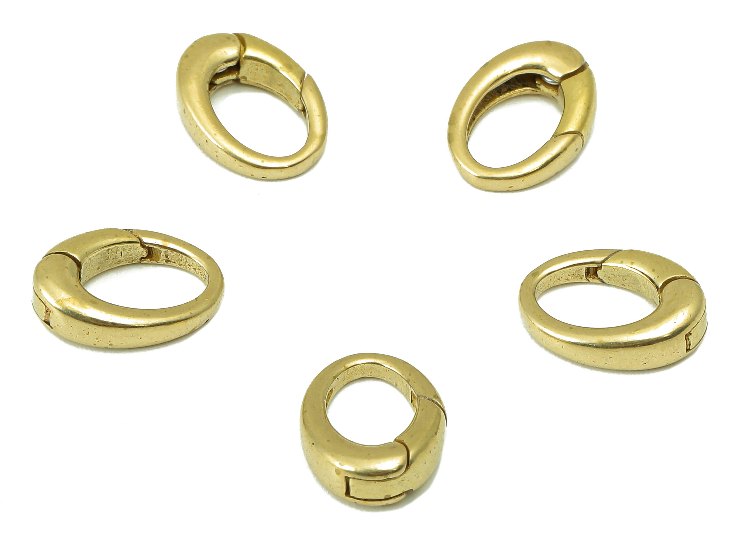 Gold Parrot Brass Oval Clasp - Raw Brass Round Hoop Clasp - Brass Hoop Clasp -Gold Parrot Clasp - For Necklace -11.75x8.53x 2.02mm - PP8336 - DOMEDBAZAAR