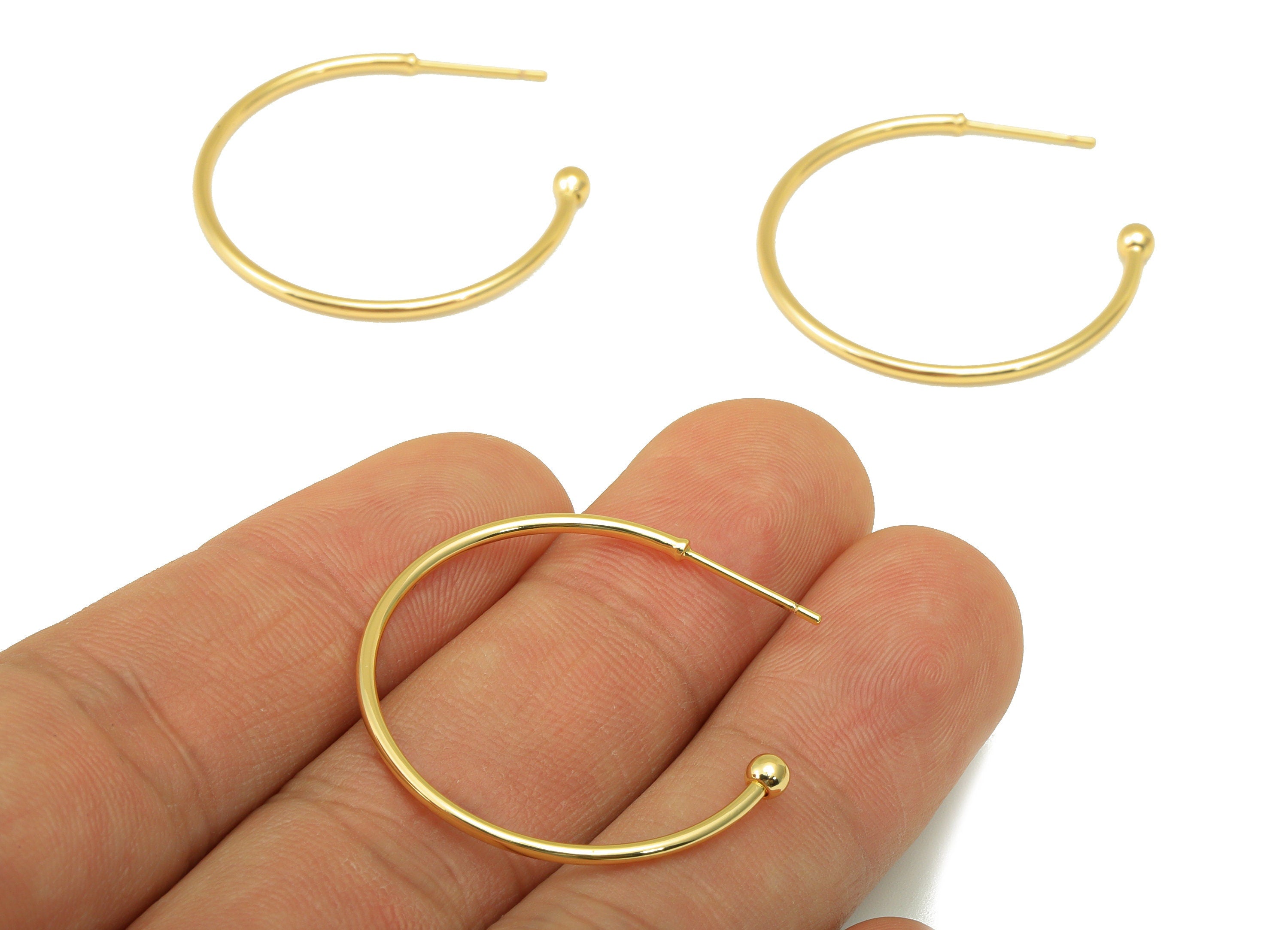 Brass Open Circle Earrings Stud - Brass Ring Earring Post - Open Hoop Earring Wire - 18K Real Gold Plated - 32.41x29.2x1.38mm- RGP6342 - DOMEDBAZAAR