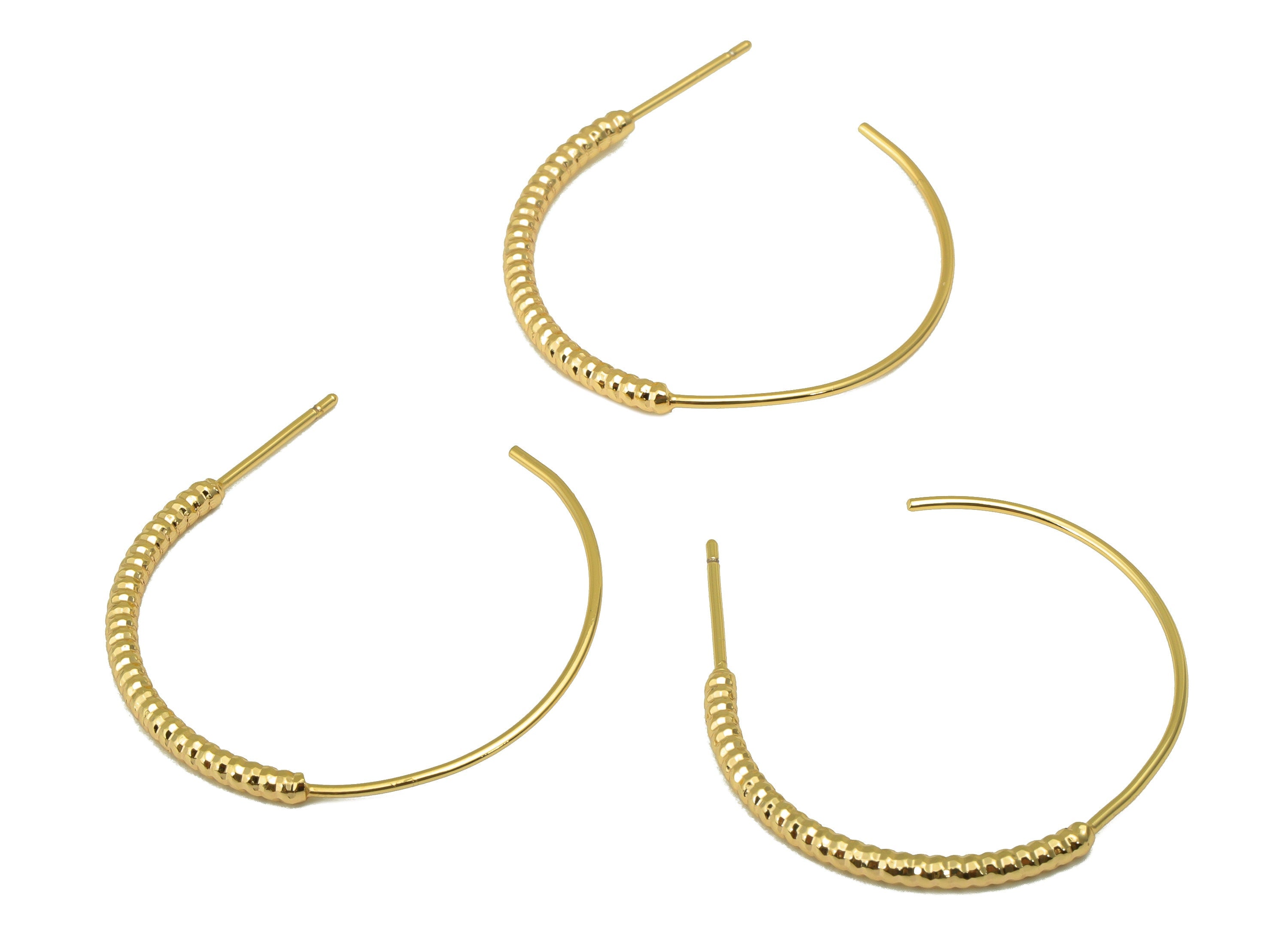 Brass Open Circle Earrings Stud - Brass Chain Earring Post - Open Hoop Earring Post - 18K Real Gold Plated - 29.9x32.66x1.98mm- RGP6207 - DOMEDBAZAAR