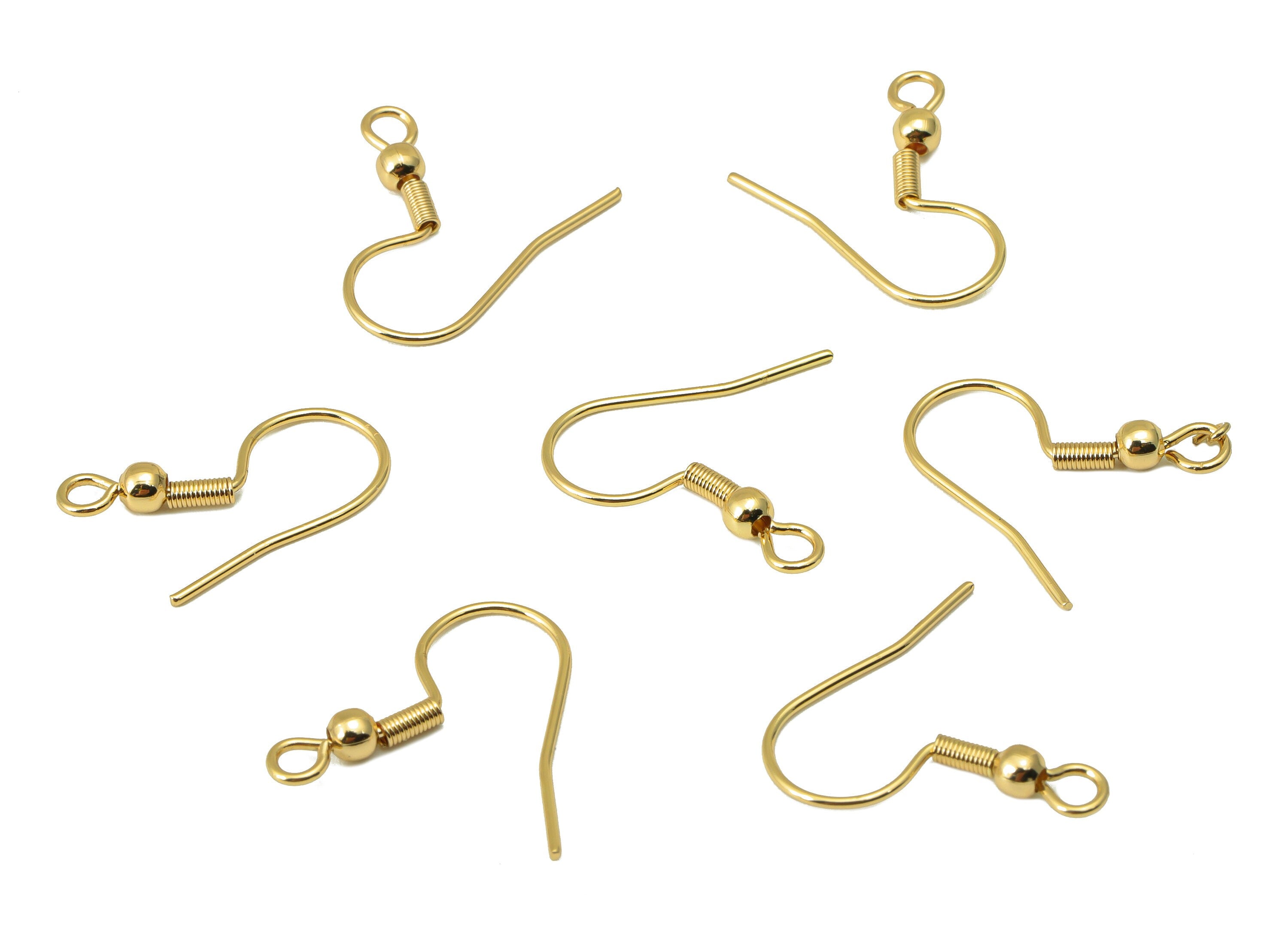 Brass Earring Hooks - Brass Earring Wires - Earring Findings - Jewelry Supplies - 18K Real Gold Plated - 19.43 x 17.42x 1.53mm-RGP6480 - DOMEDBAZAAR