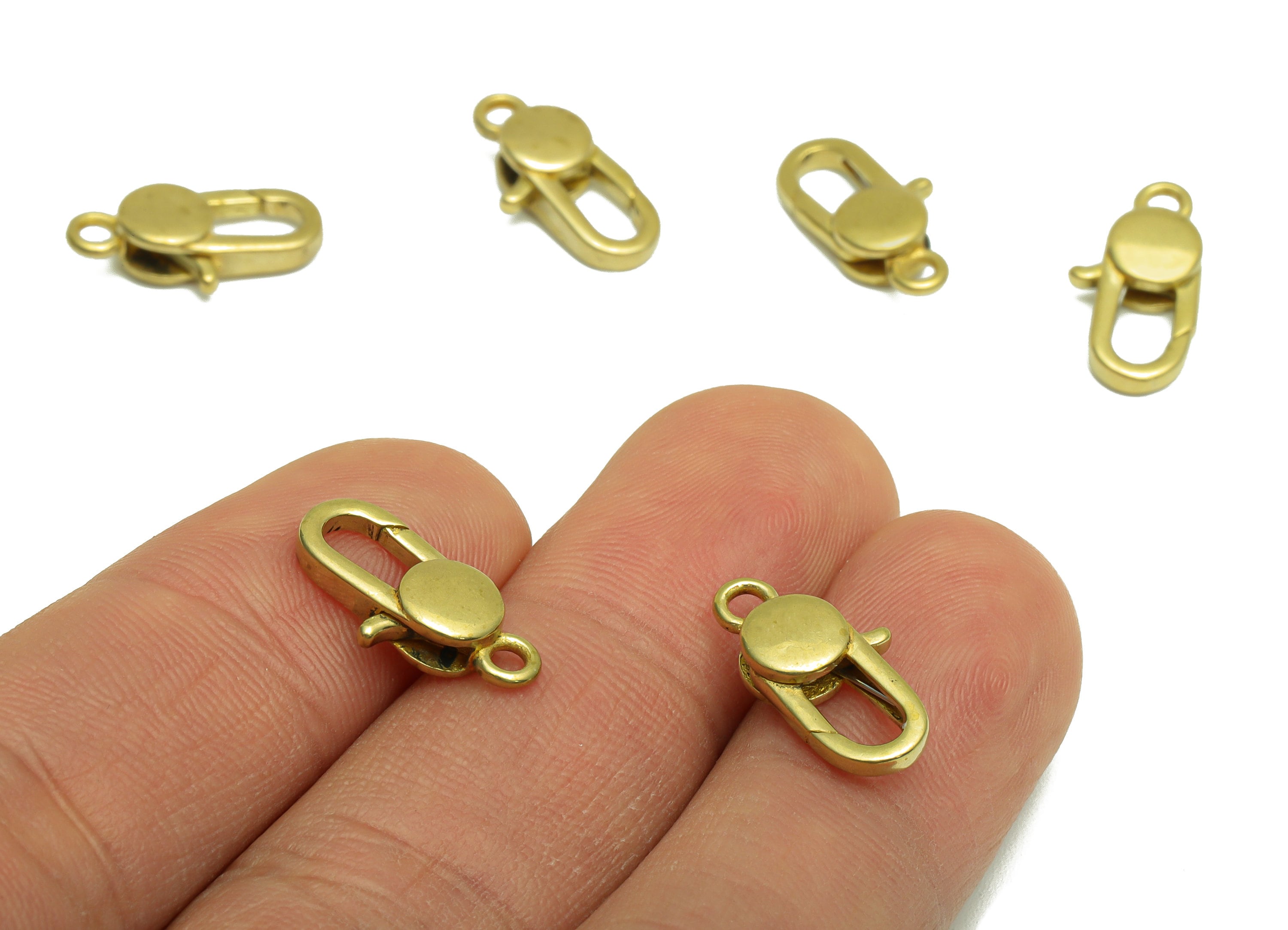 Brass Round Lobster Clasp - Raw Brass Circle Parrot Clasps - Parrot Clasp- Jewelry Supplies - For Necklace -16.7x8.37x3.87mm - PP8345 - DOMEDBAZAAR