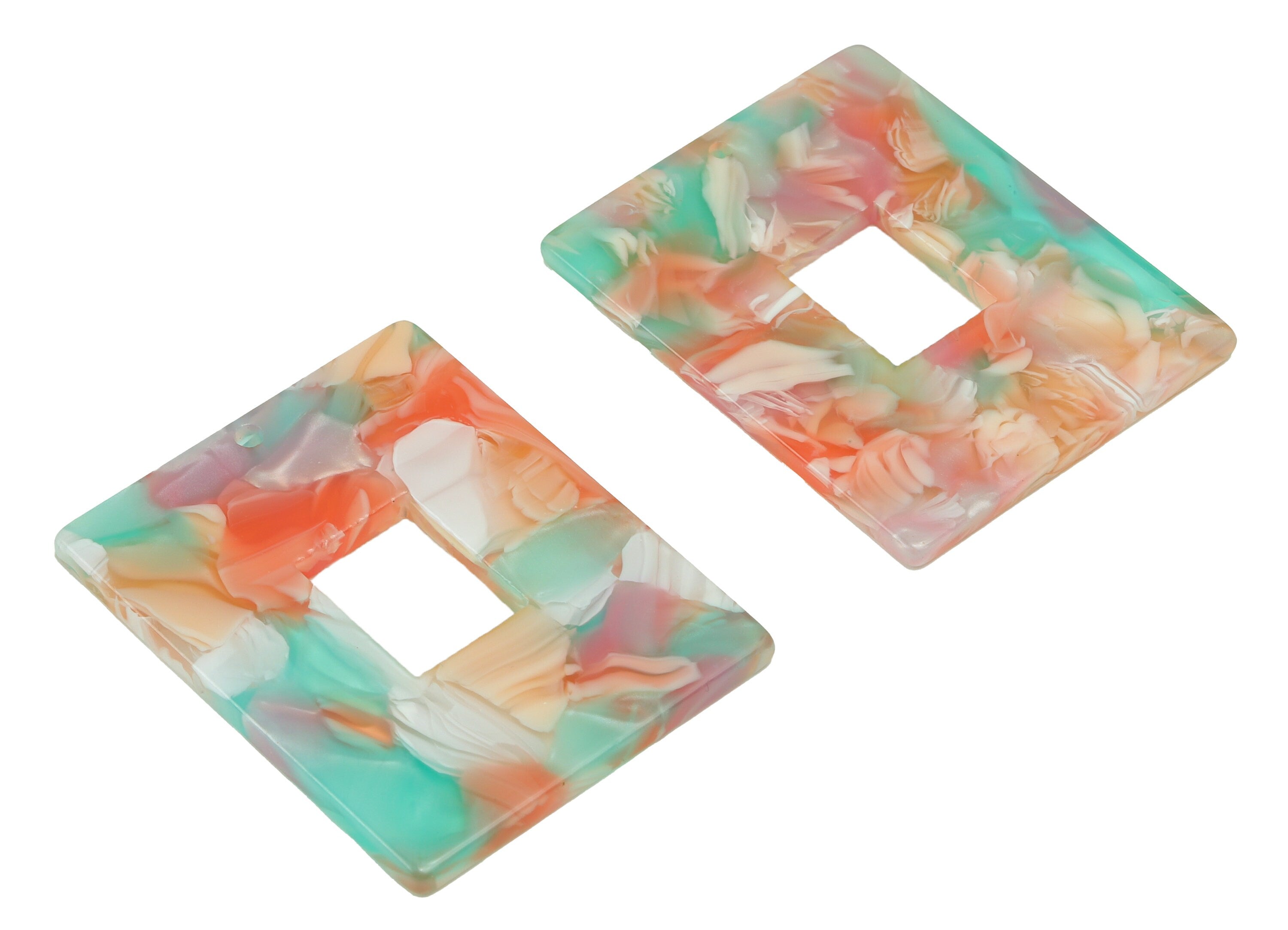 Acetate Rectangle Earring Charms - Acetate Rectangle Pendant Findings - Jewelry Supplies - Color Code: A913 - 39.86x31.8x2.8mm - AC2379-A913 - DOMEDBAZAAR