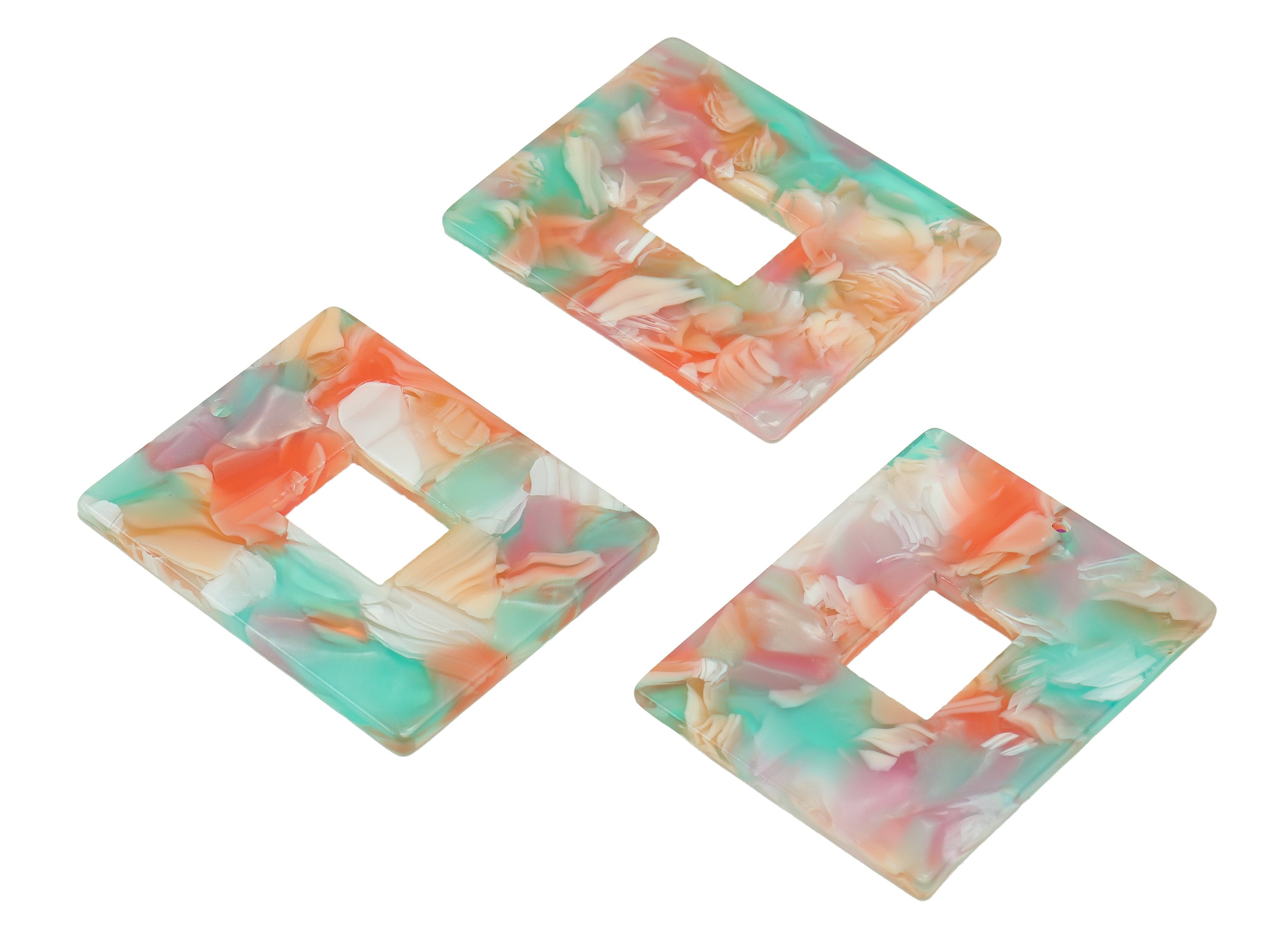 Acetate Rectangle Earring Charms - Acetate Rectangle Pendant Findings - Jewelry Supplies - Color Code: A913 - 39.86x31.8x2.8mm - AC2379-A913 - DOMEDBAZAAR