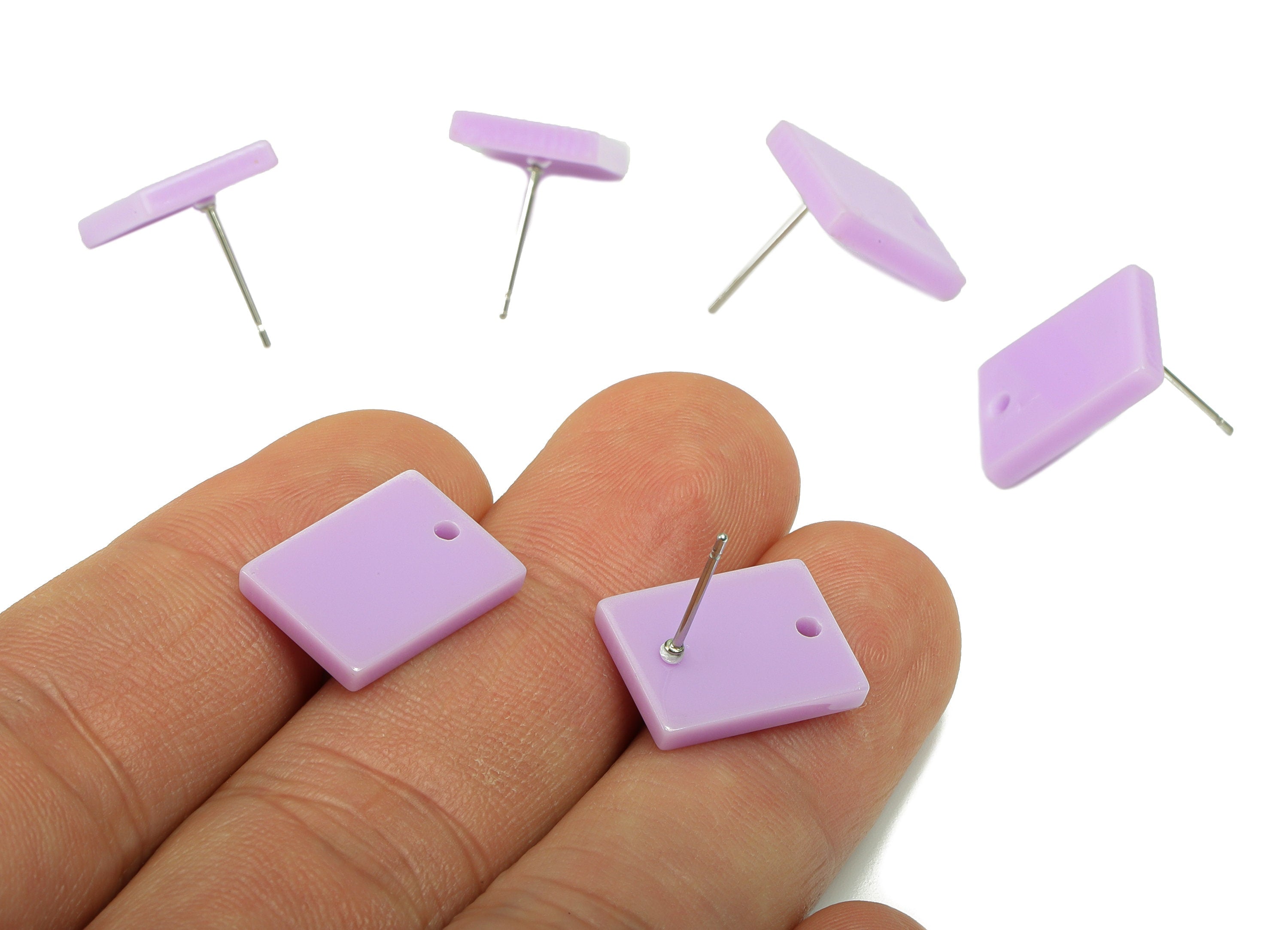 Acrylic Rectangle Earring Stud - Purple Earring Post - Surgical Stud - Jewelry Supplies - Color Code: A914- 15.66x11.8x3mm - AC1663-A914 - DOMEDBAZAAR