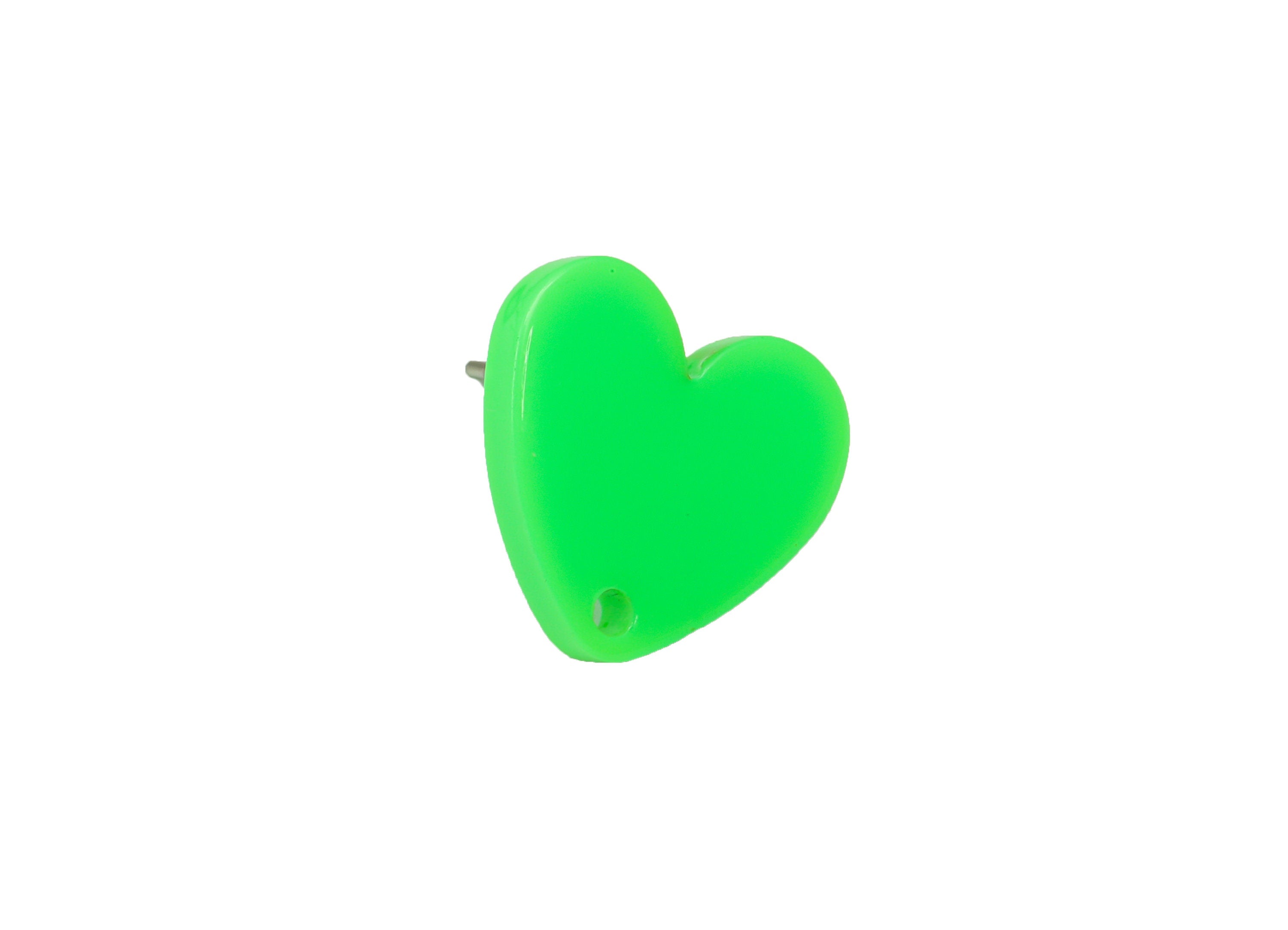 Acrylic Heart Earring Stud – Matte Acrylic Heart Post - 316 Stainless Steel Stud - Light Green -Jewelry Supplies - 17x16x2mm - AC2421-A912 - DOMEDBAZAAR