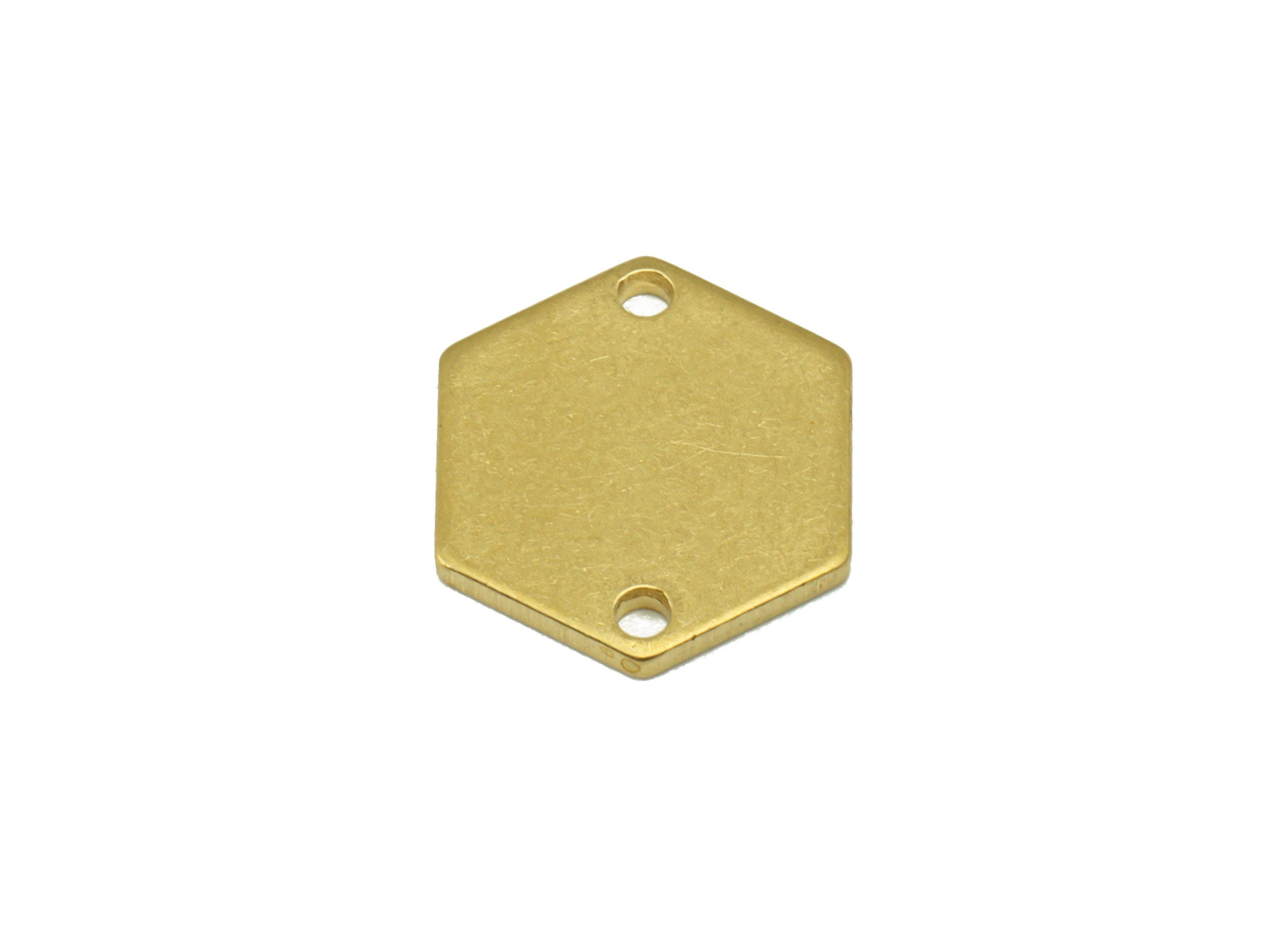 Brass Hexagon Connector - Raw Brass Hexagon Pendant - Stamping Blank Earring Charm - For Necklace -For Bracelet -13x11x 1.01mm- PP8594 - DOMEDBAZAAR