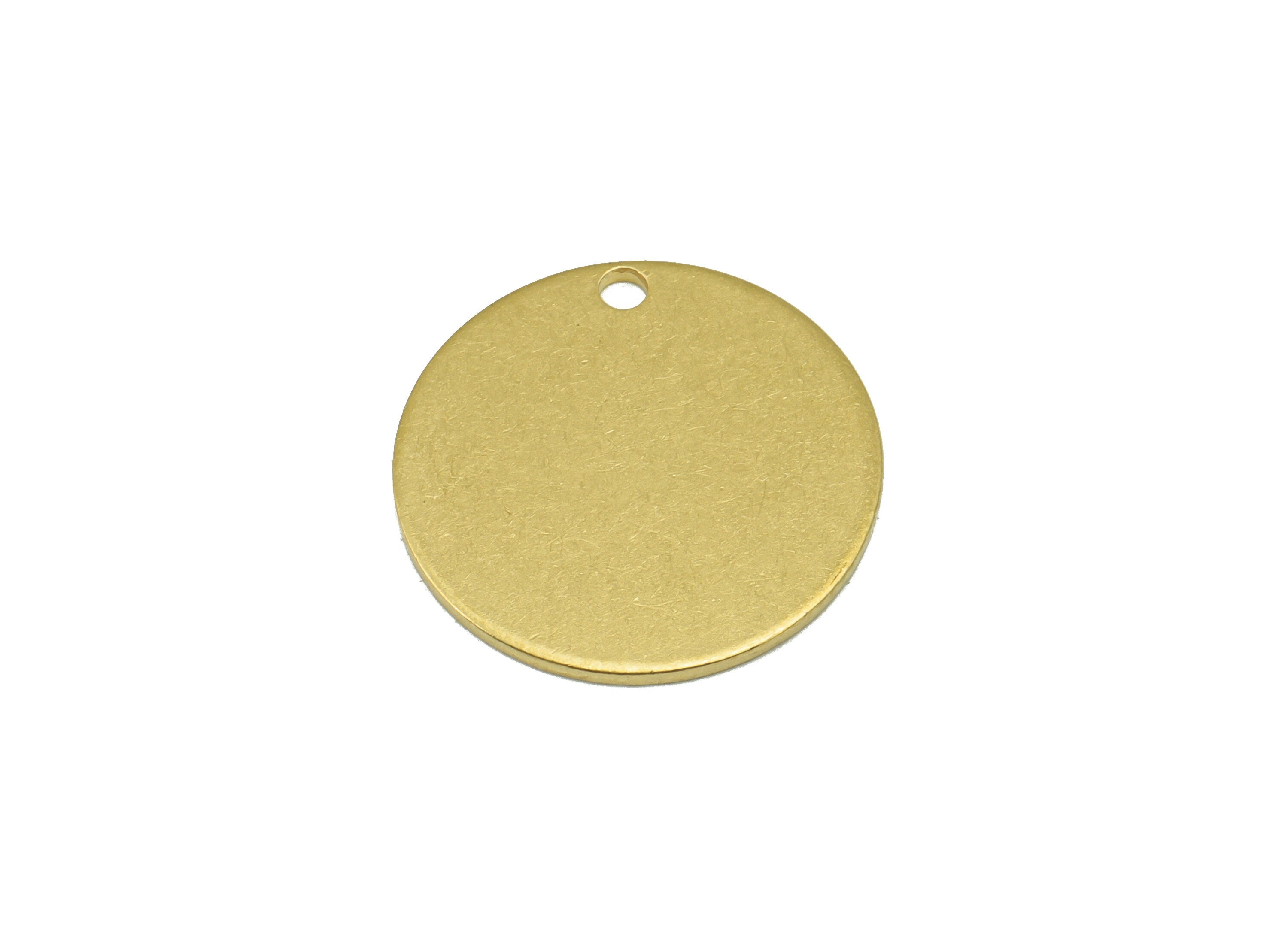Brass Round Earring Charm - Raw Brass Circle Pendant - Stamping Blank Earring Charm - For Necklace -For Bracelet -20x20.4x0.98mm- PP8597 - DOMEDBAZAAR