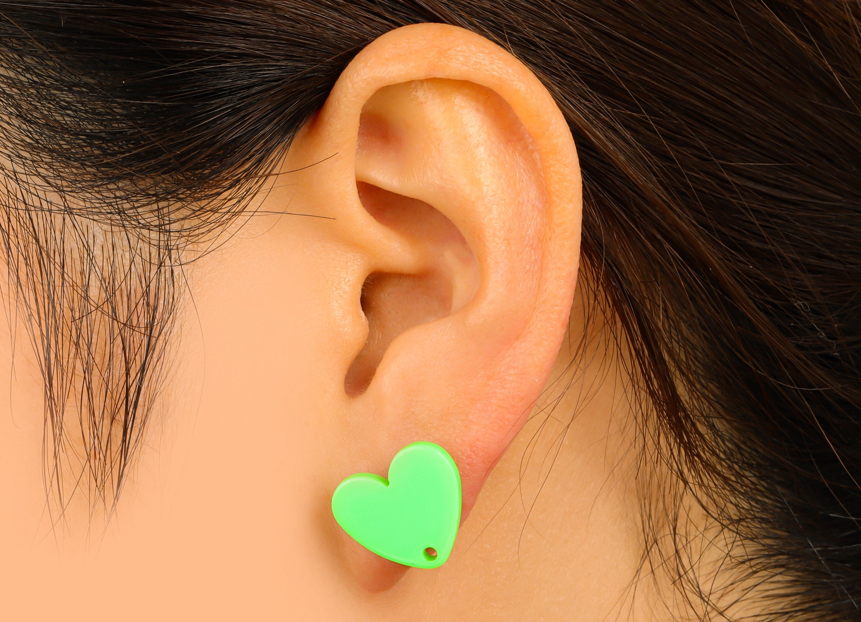 Acrylic Heart Earring Stud – Matte Acrylic Heart Post - 316 Stainless Steel Stud - Light Green -Jewelry Supplies - 17x16x2mm - AC2421-A912 - DOMEDBAZAAR