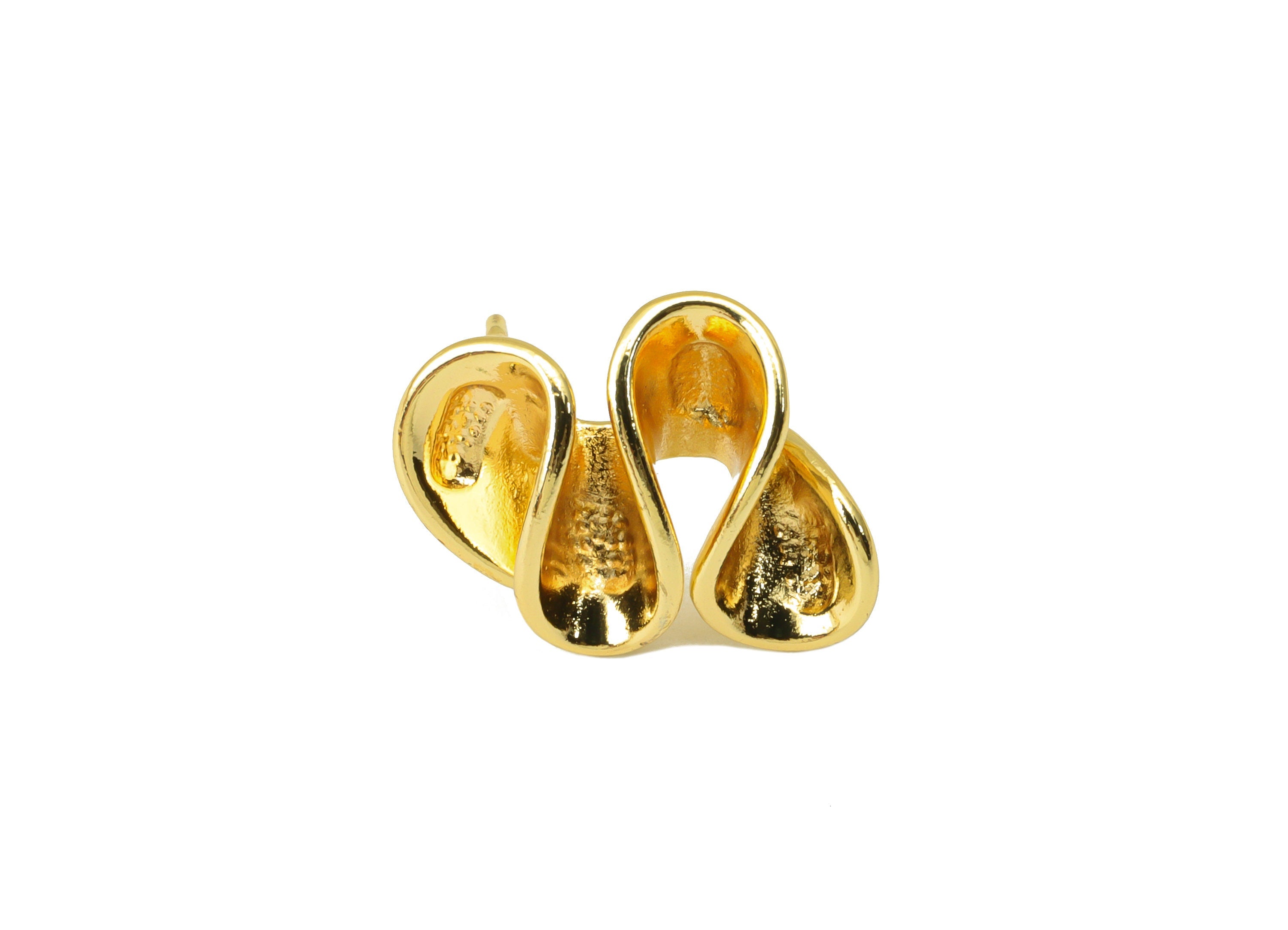 Brass Twisted Stud Earring - Brass Wavy Bent Earring Post - Brass Spiral Earring Post - 18K Real Gold Plated - 16.84x13.11x 0.81mm- RGP6204 - DOMEDBAZAAR