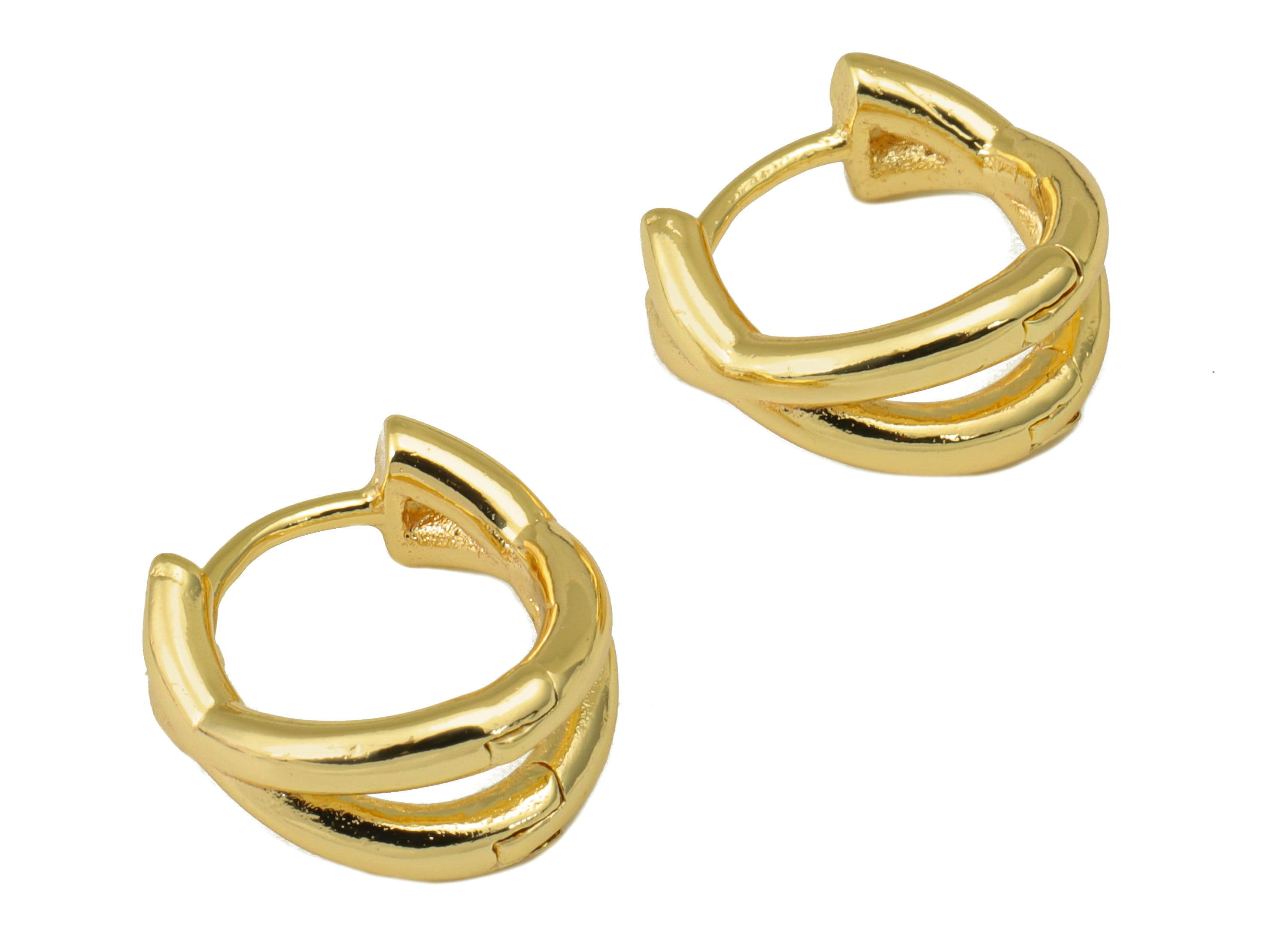 Brass Hoop Earring Clasp - Brass Round Hoop Clasp -Circle Huggie Hoop Clasp -18K Real Gold Plated - 13.56x12.91x2.13mm  - RGP6568 - DOMEDBAZAAR