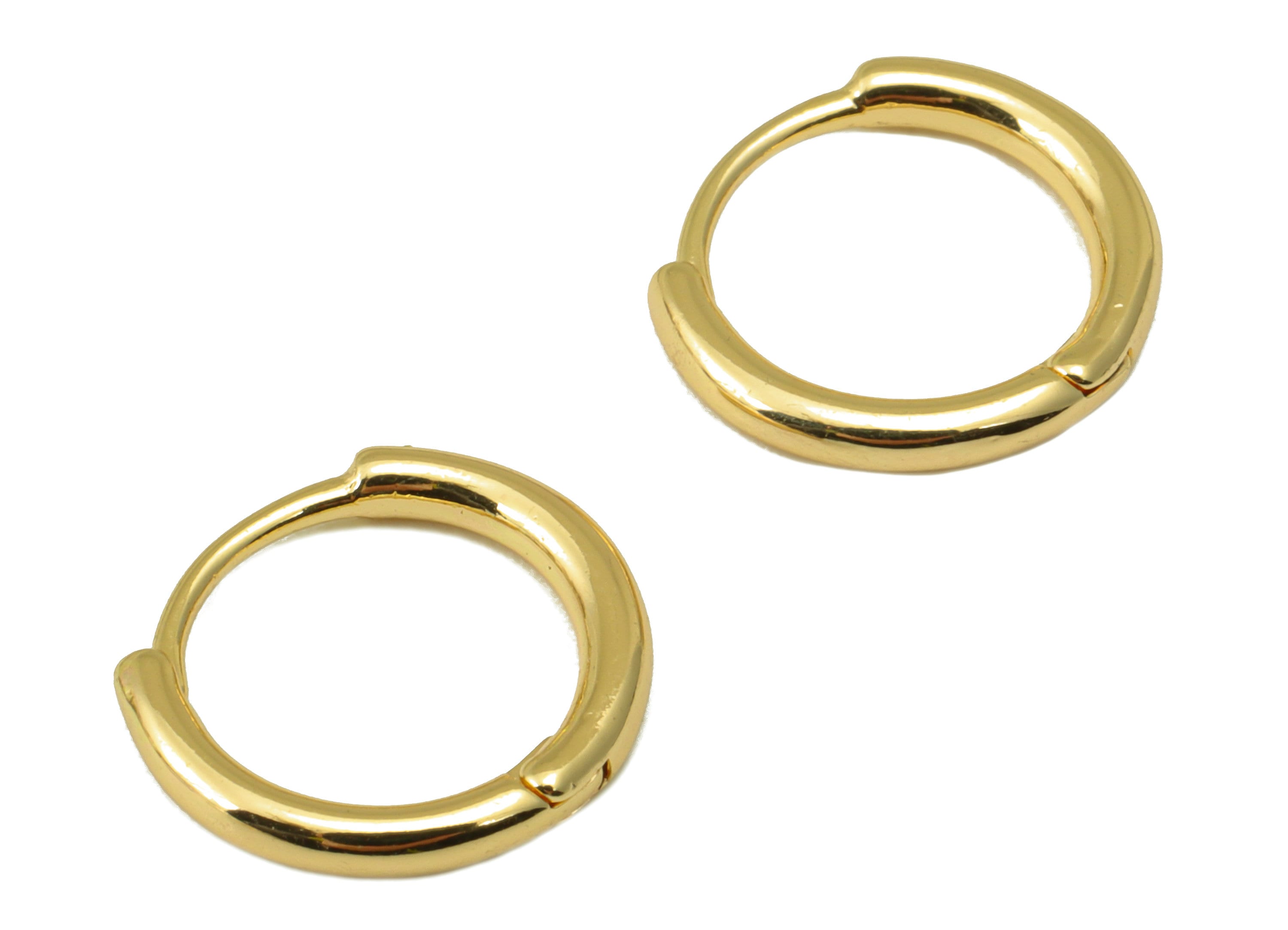 Brass Hoop Earring Clasp - Brass Round Hoop Clasp -Circle Huggie Hoop Clasp -18K Real Gold Plated - 12.94x12.07x1.87mm  - RGP6554 - DOMEDBAZAAR