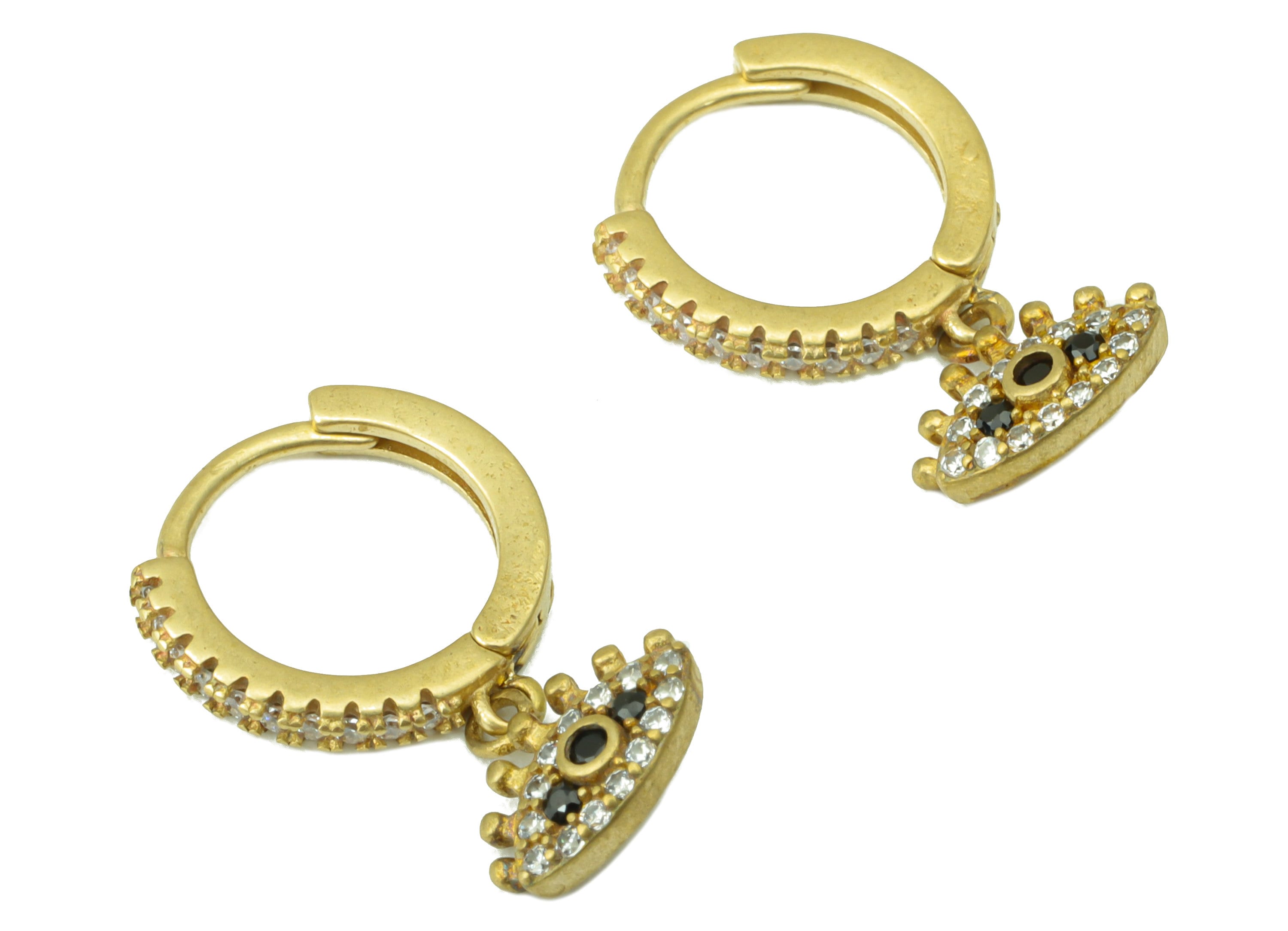 Brass Eye Hoop Clasp - Raw Brass Huggie Hoop Clasp - Eyelash Cubic Zircon Earring Clasp -Jewelry Supplies -20.6 x 12.67 x 1.85mm - PP8477 - DOMEDBAZAAR