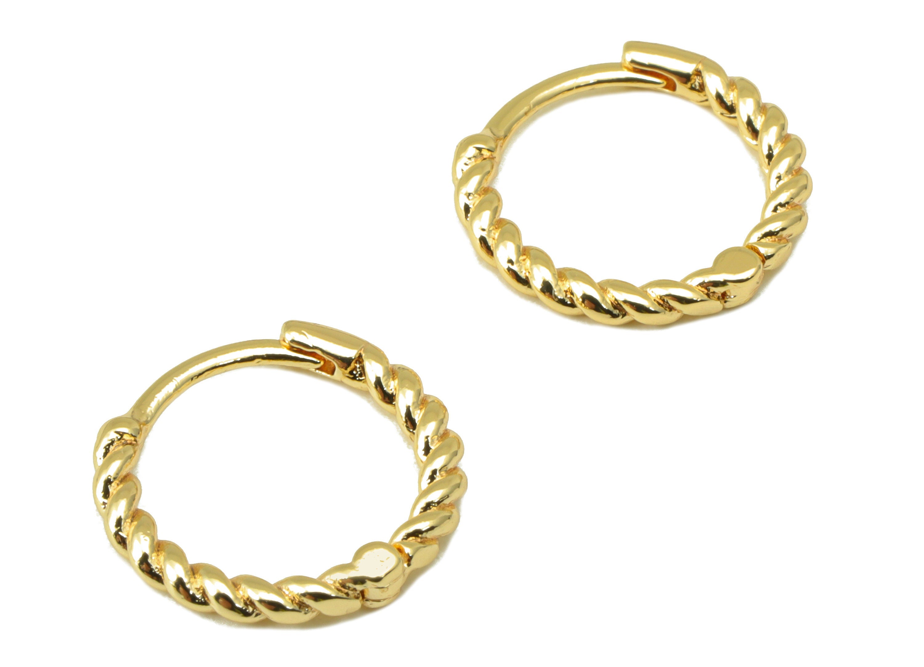 Brass Twisted Hoop Earring Clasp - Brass Twist Chain Round Hoop Clasp - Huggie Clasp -Ring Clasp - 18K Real Gold Plated -13x12x1mm- RGP6530 - DOMEDBAZAAR