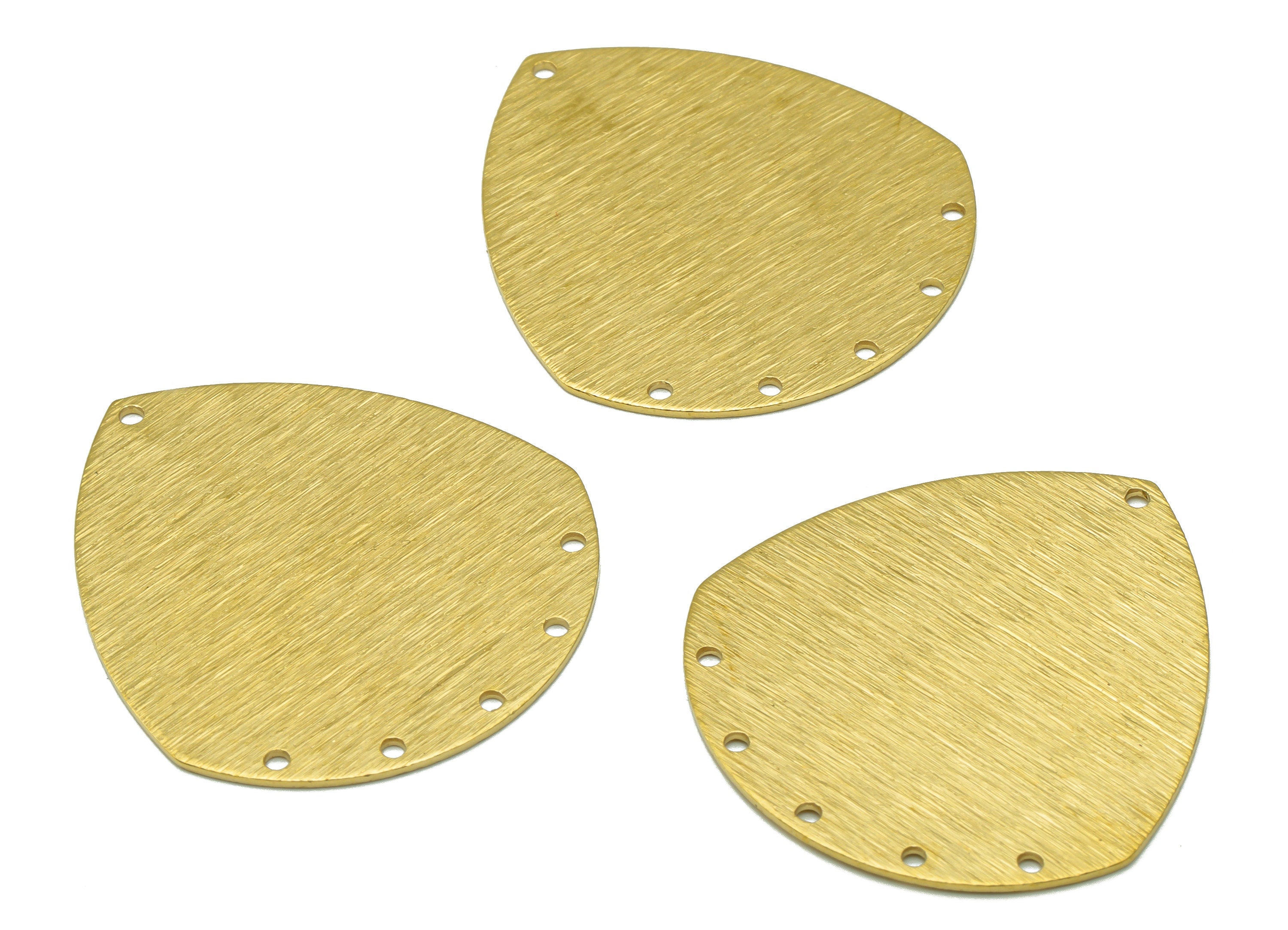 Brass Shield Connector - Raw Brass Teardrop Pendant - Textured Geometry Earring Charm - For Necklace - 36x33x0.77mm - PP8155 - DOMEDBAZAAR