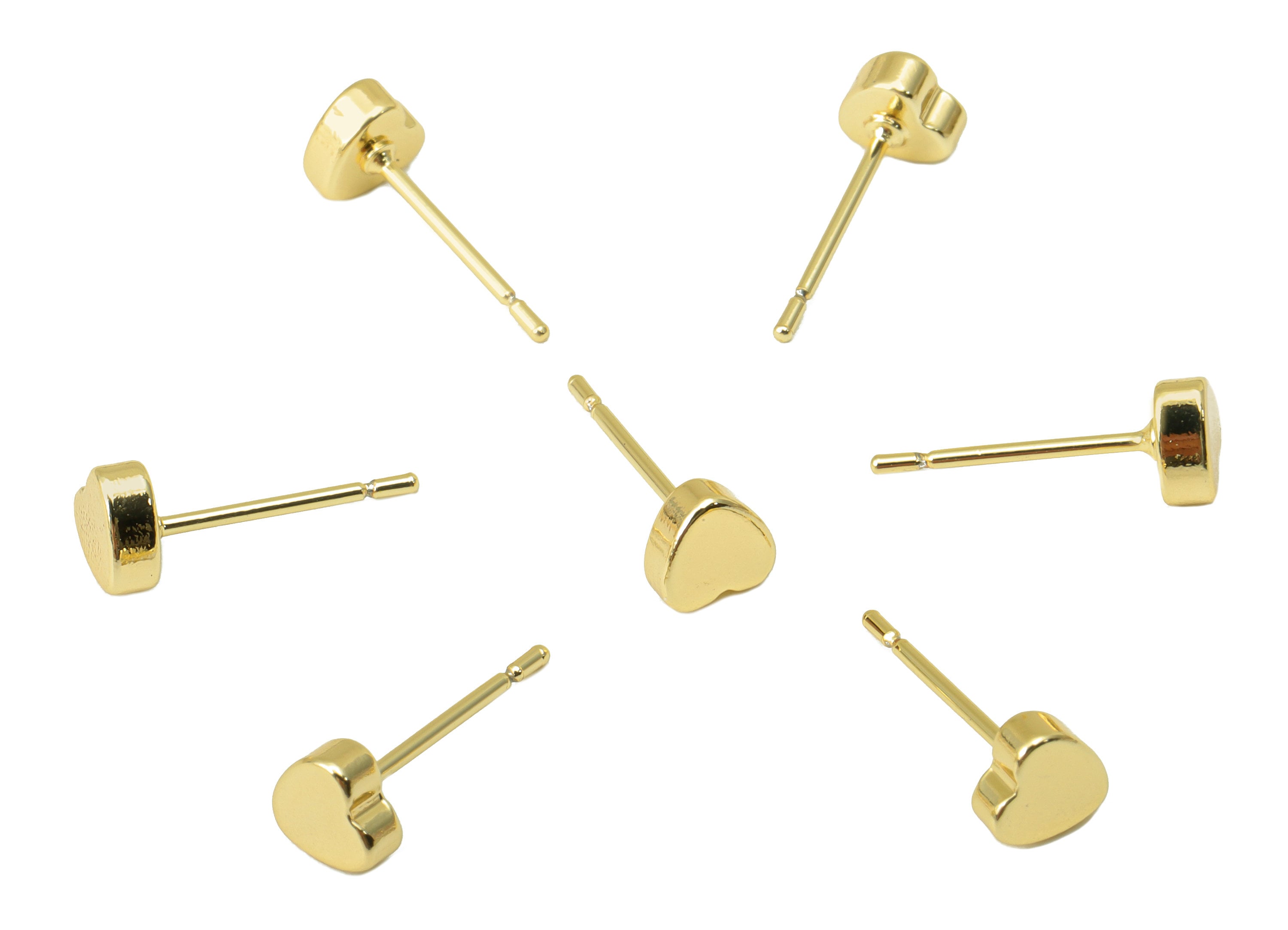 Brass Heart Earring Stud - Brass Mini Heart Earring Post - Gold Heart Post - Stud Earring -18K Real Gold Plated - 5x5x 2.11mm- RGP6352 - DOMEDBAZAAR