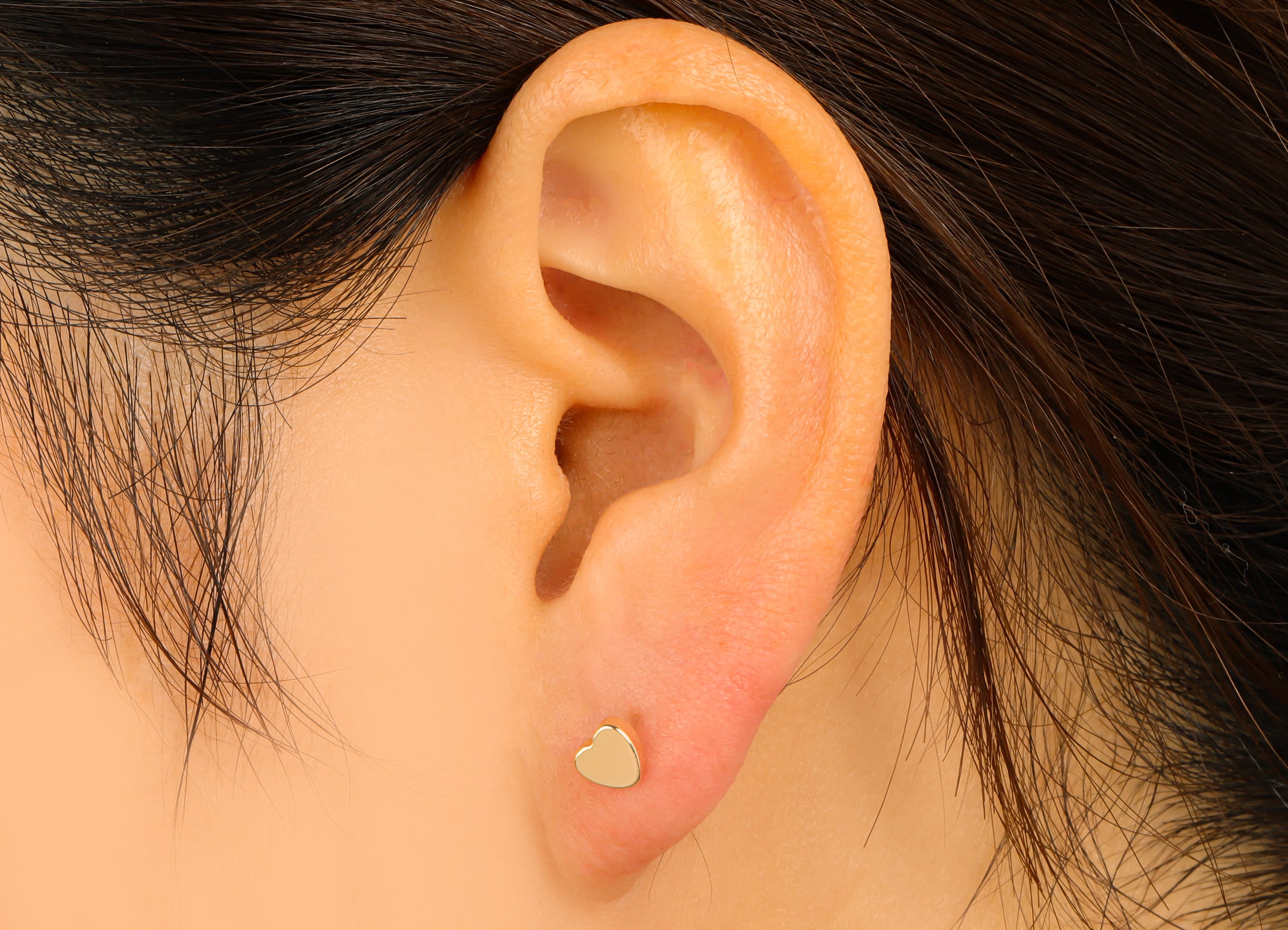 Brass Heart Earring Stud - Brass Mini Heart Earring Post - Gold Heart Post - Stud Earring -18K Real Gold Plated - 5x5x 2.11mm- RGP6352 - DOMEDBAZAAR