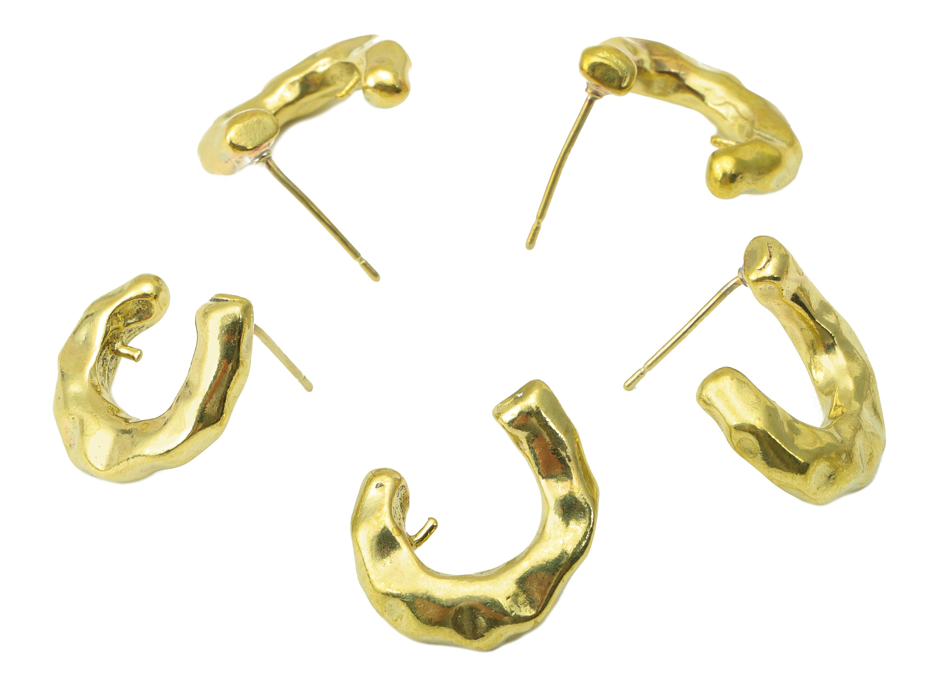 Brass Horseshoe Earring - Raw Brass Open Hoop Earring Stud - Thick Hoop Stud For Pearl - Jewelry Supplies - 19.11x15.65x3.31mm-PP8419 - DOMEDBAZAAR