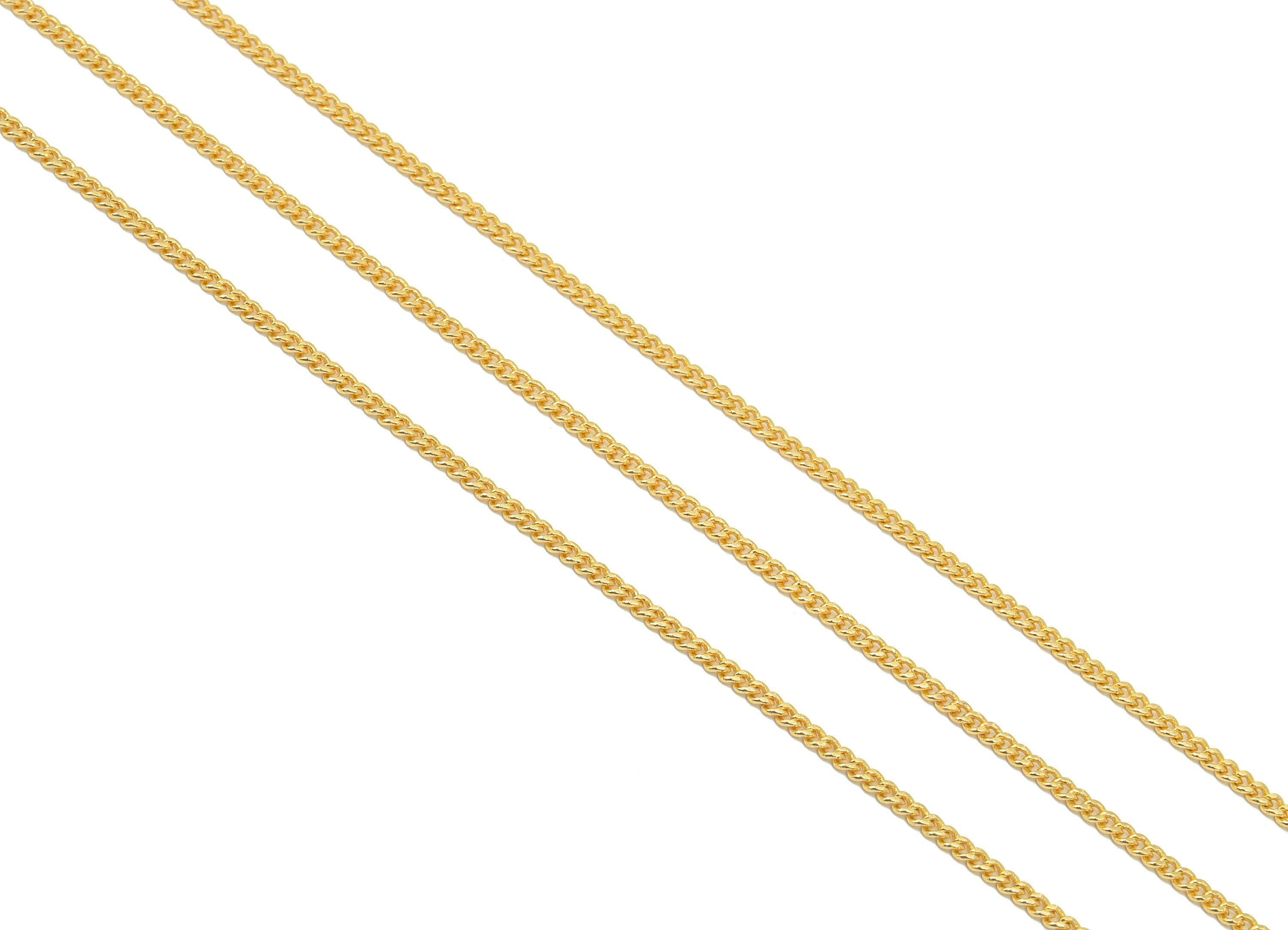 Brass Cable Chain - Mini Curb Chain - Gold Curb Chain - Brass Chain - 18K Real Gold Plated Brass - 2.2x1.64x0.92mm - RGP6688 - DOMEDBAZAAR