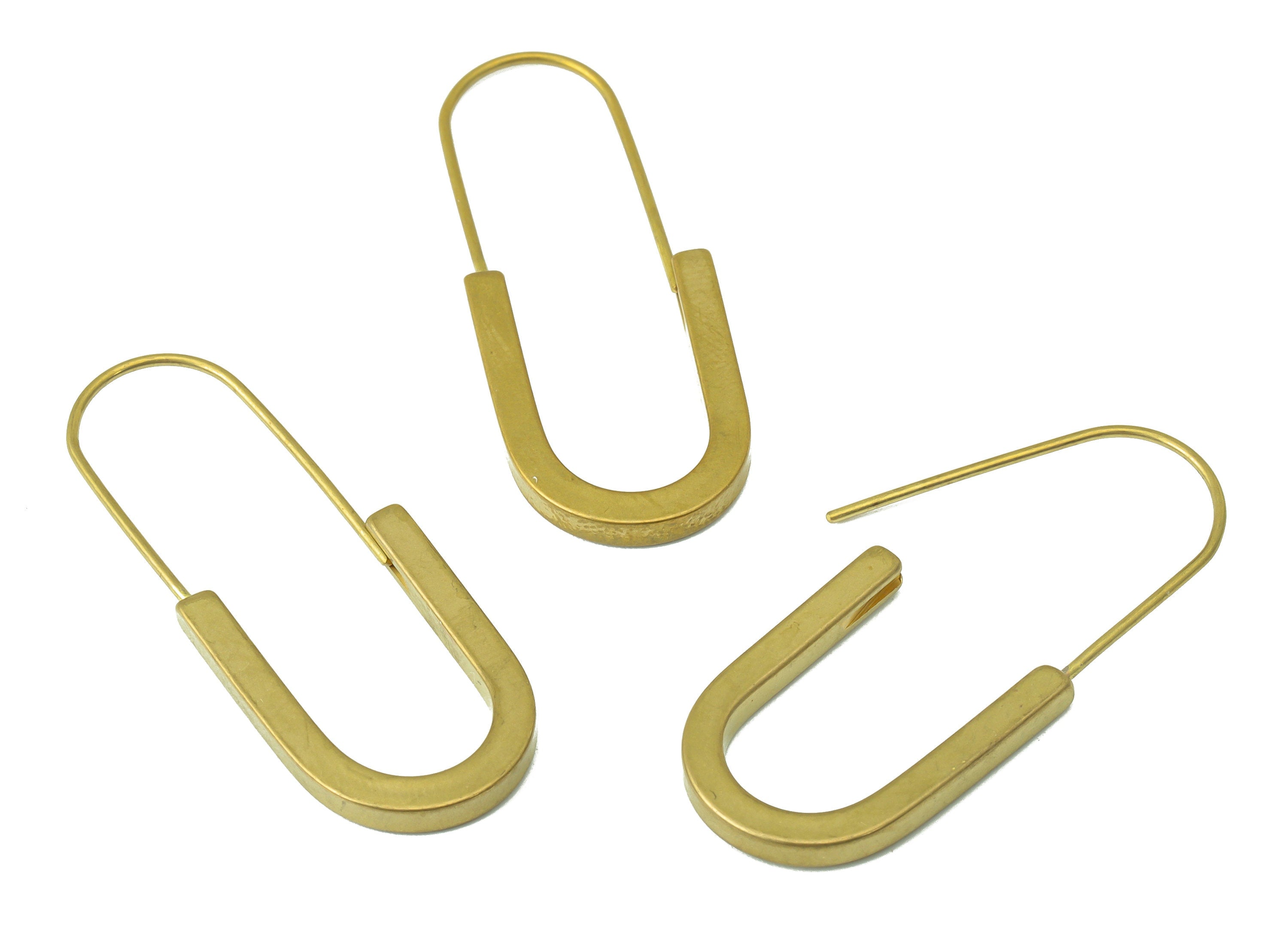Brass U Dangle Earring Wire - Raw Brass Earring Wire Clasp - Brass Oval Earrings Hoop Clasp - Jewelry Supplies - 40.01x15.05x2.48mm-PP8423 - DOMEDBAZAAR