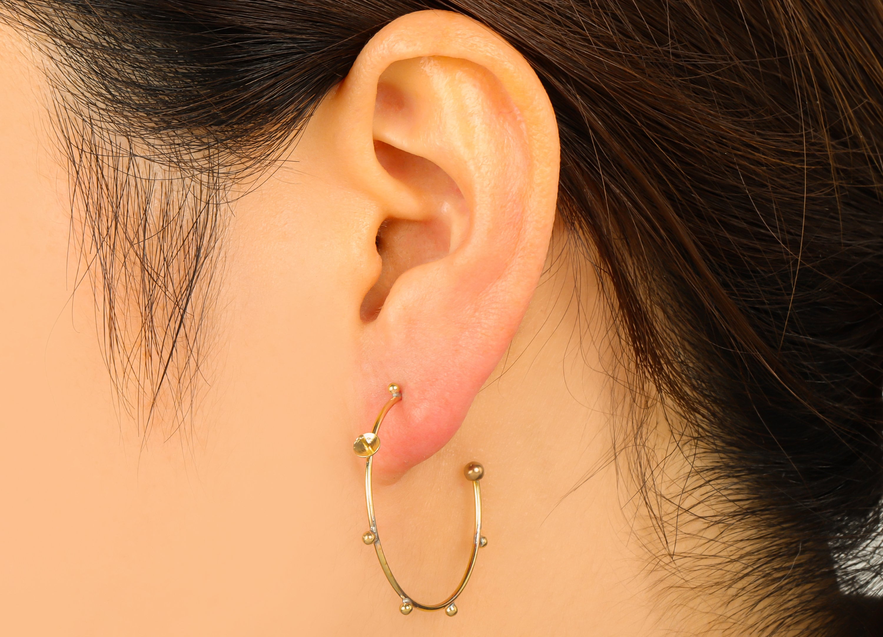 Brass Open Earring Hoop - Raw Brass Earring Hoop For Beads For pearls - Brass C Hoop Earring  - Jewelry Supplies- 35.06x35.78x1.87mm-PP8424 - DOMEDBAZAAR
