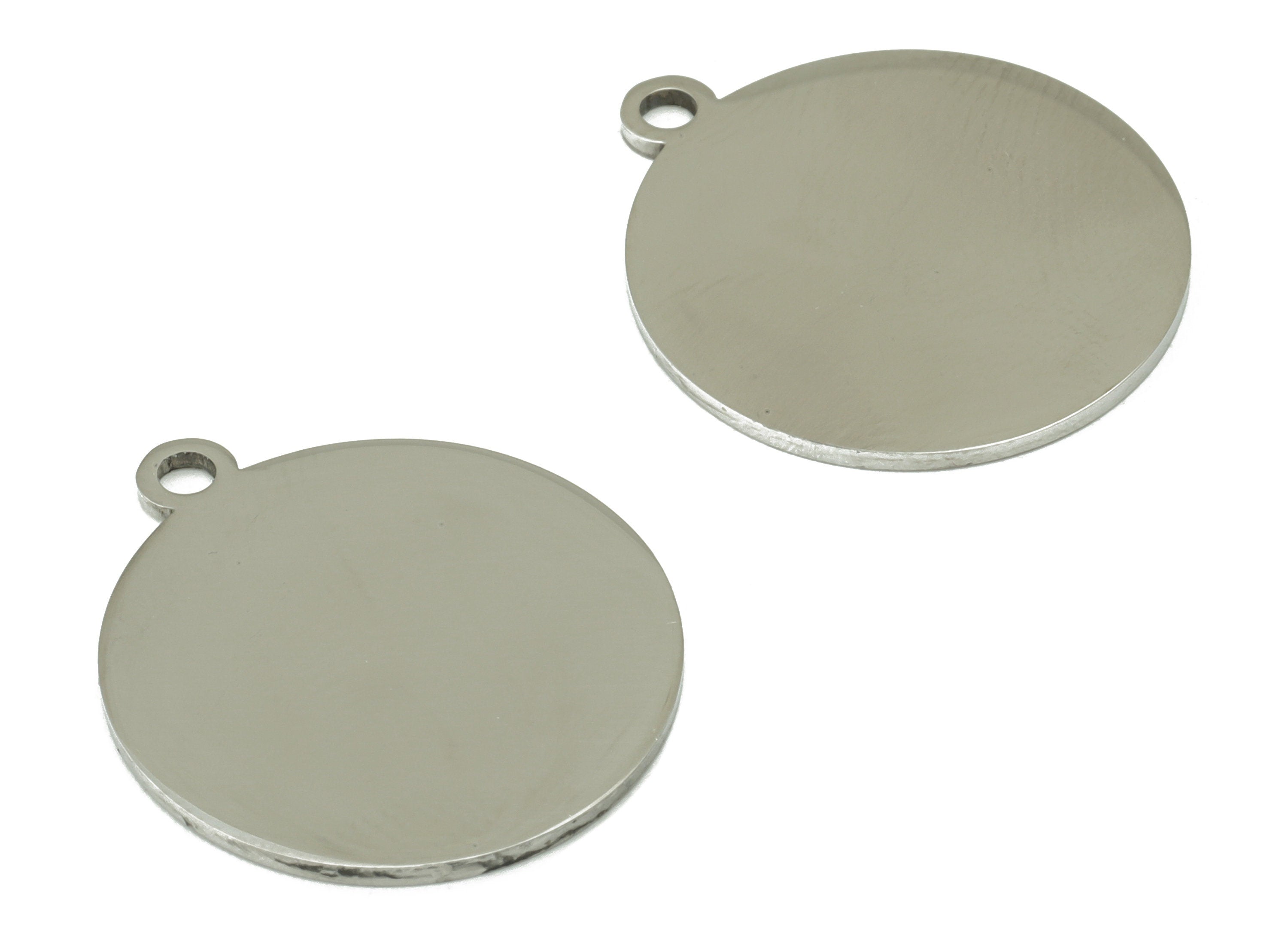 Stainless Steel Round Earring Charm - Steel Round Pendant -Circle Earring Charm - Stamping Blank - For Necklace -21.6x18.95x1mm- SS1461 - DOMEDBAZAAR
