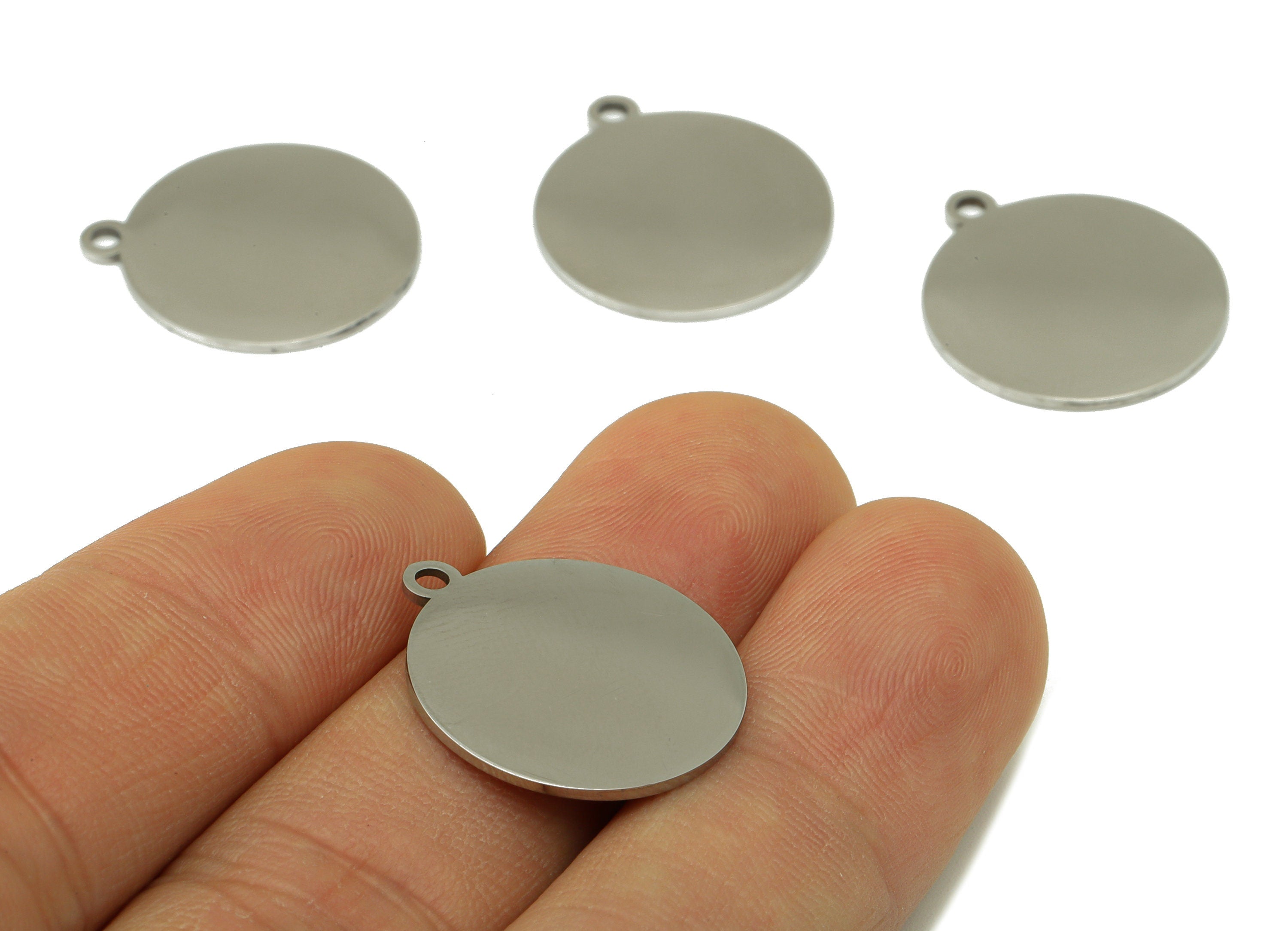 Stainless Steel Round Earring Charm - Steel Round Pendant -Circle Earring Charm - Stamping Blank - For Necklace -21.6x18.95x1mm- SS1461 - DOMEDBAZAAR