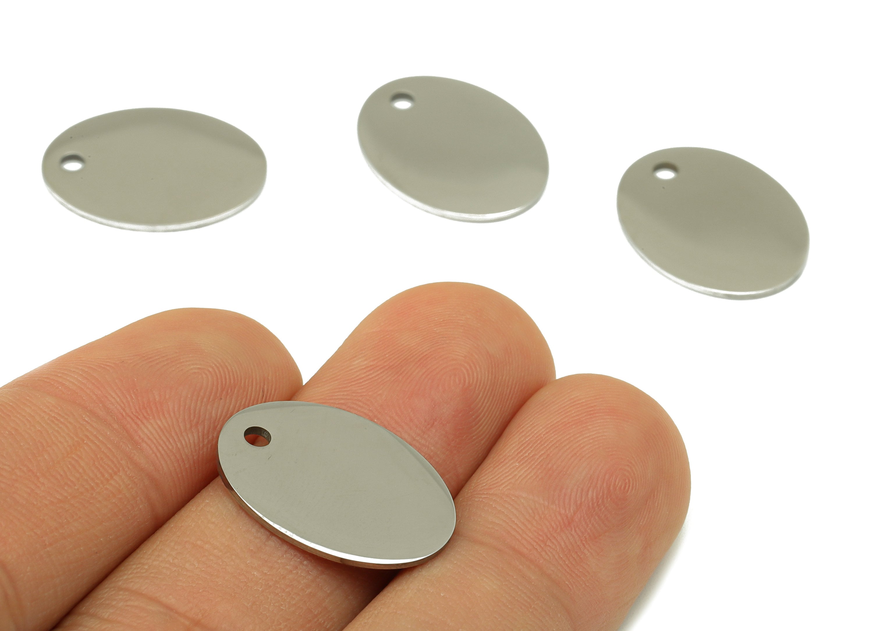 Stainless Steel Ellipse Earring Charm - Steel Oval Pendant - Oval Earring Charm - Stamping Blank - For Necklace -20x15x0.95mm- SS1462 - DOMEDBAZAAR