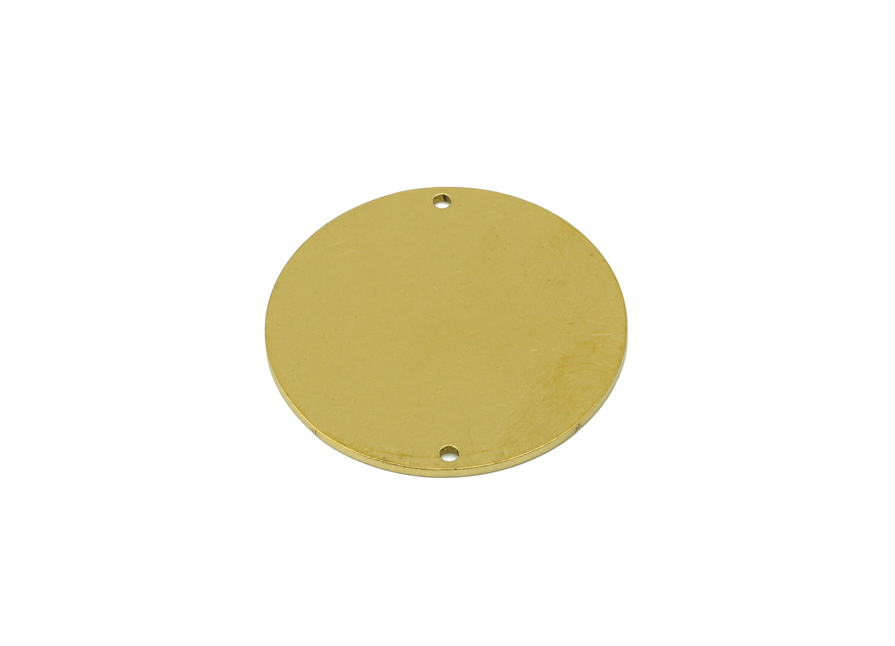 Brass Personalized Stamping blank - Brass Round Connector - Raw Brass Round Connector - Brass Circle Connector  - 30.13x29.98x1mm - PP8603 - DOMEDBAZAAR