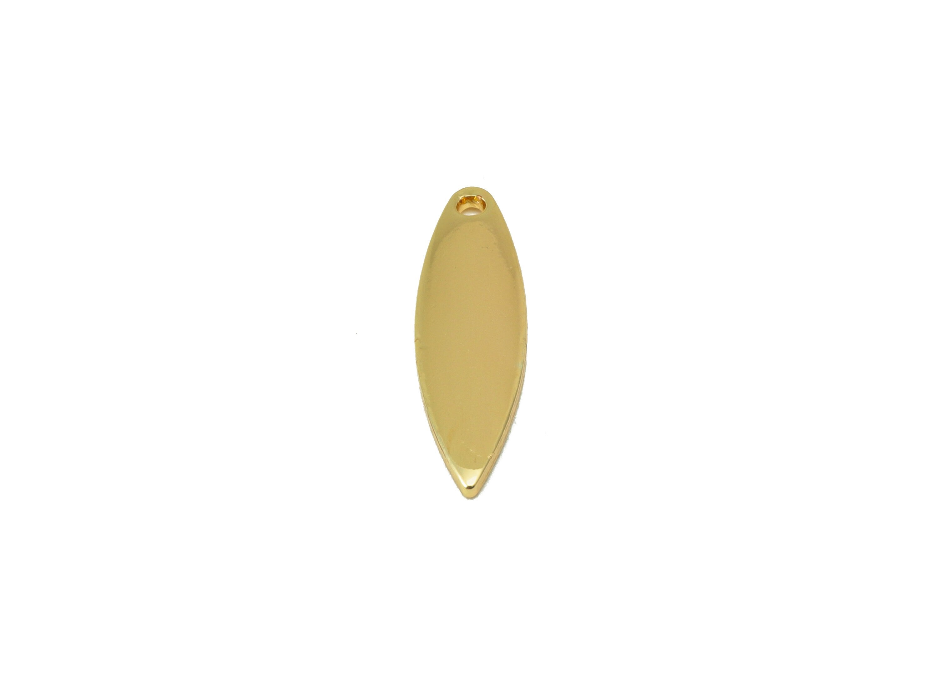 Brass Earring Charm - Semi Marquise Earring Charm - Marquise Necklace- Brass Pendant - 18K Real Gold Plating - 17.63x5.15x 1.28mm - RGP6697 - DOMEDBAZAAR