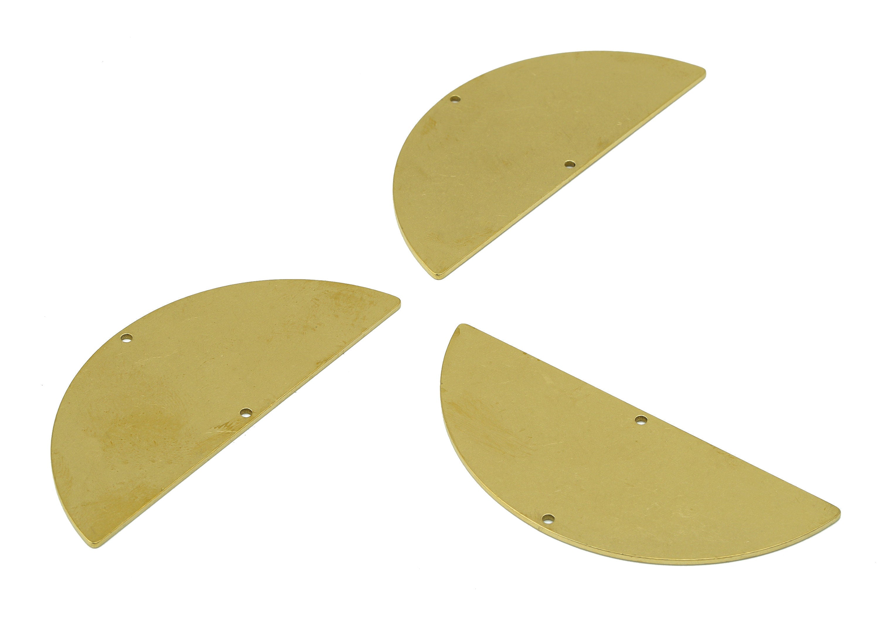 Brass Glossy Half Round Home Decor - Raw Brass Glossy Semicircle Shaped - Decorative Huge Semcircle ConnectorS - 59.78x25.01x0.97mm - PP8602 - DOMEDBAZAAR