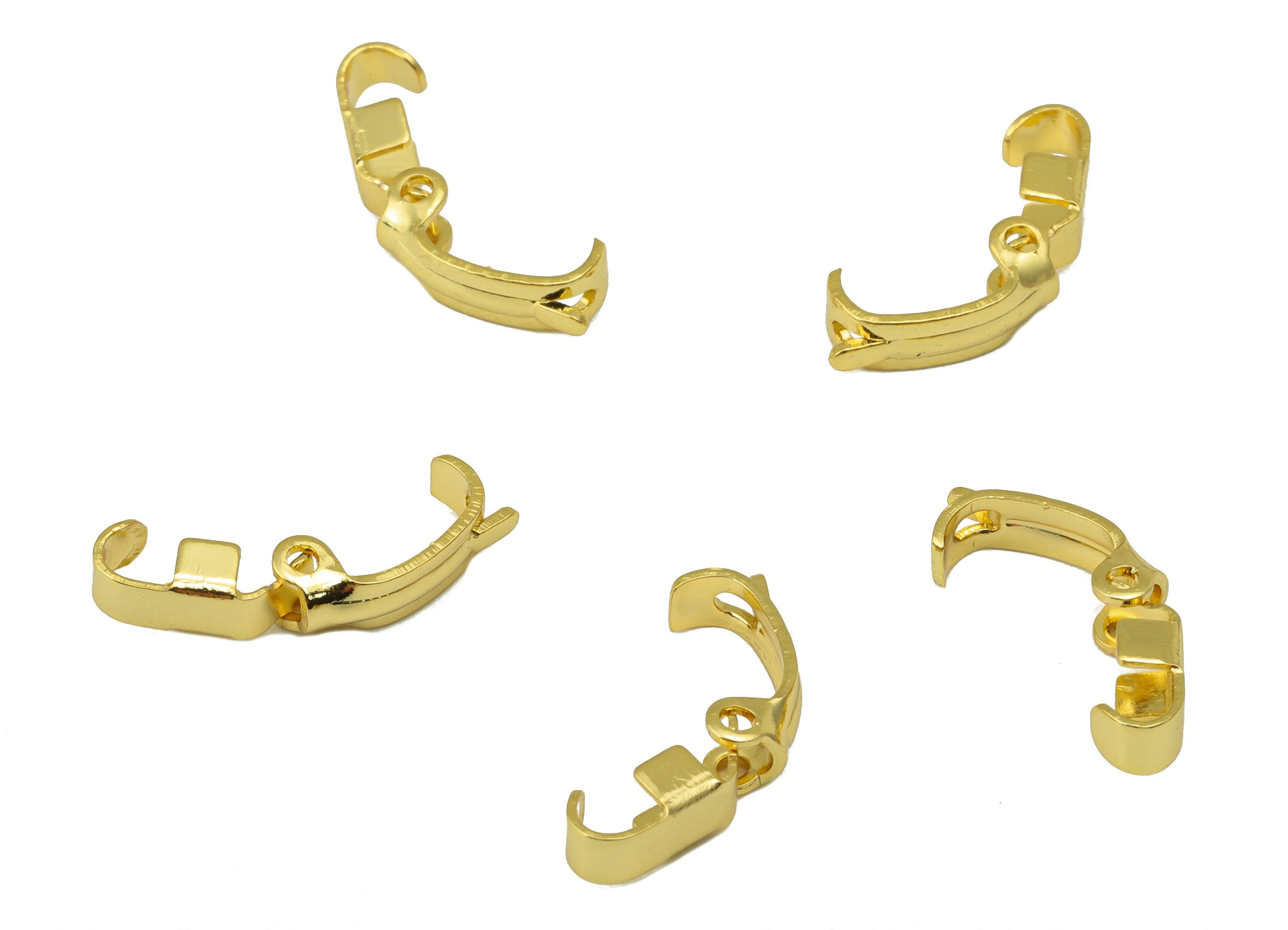 Brass Hoop Clasp - Mini Gold Clasp - Brass Semi Hoop Clasp - for Necklace -for Bracelet - 18K Real Gold Plating - 17.93x6.7x3.84mm - RGP6691 - DOMEDBAZAAR