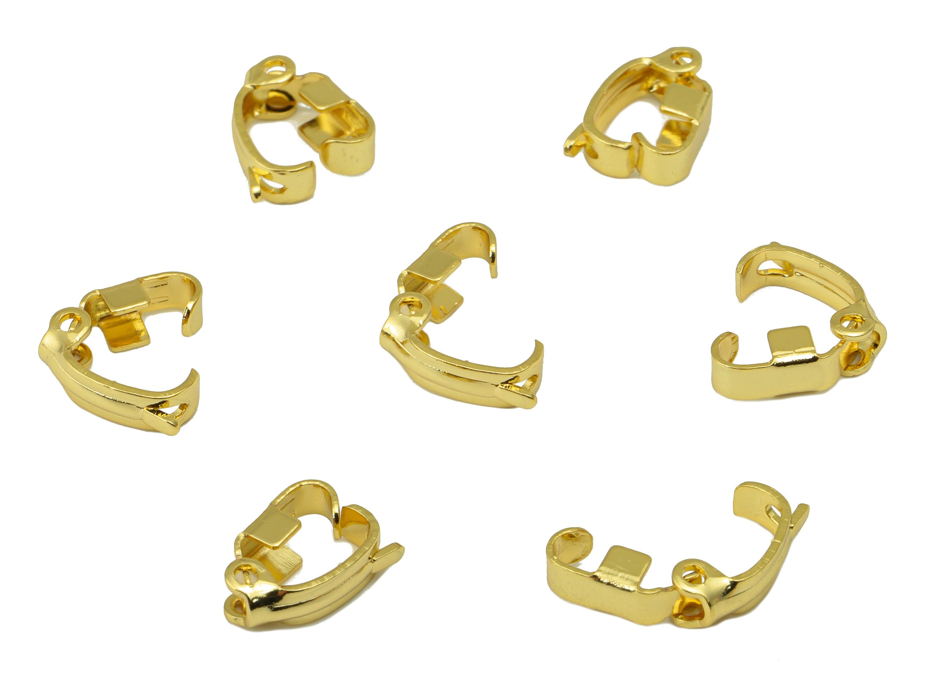 Brass Hoop Clasp - Mini Gold Clasp - Brass Semi Hoop Clasp - for Necklace -for Bracelet - 18K Real Gold Plating - 17.93x6.7x3.84mm - RGP6691 - DOMEDBAZAAR