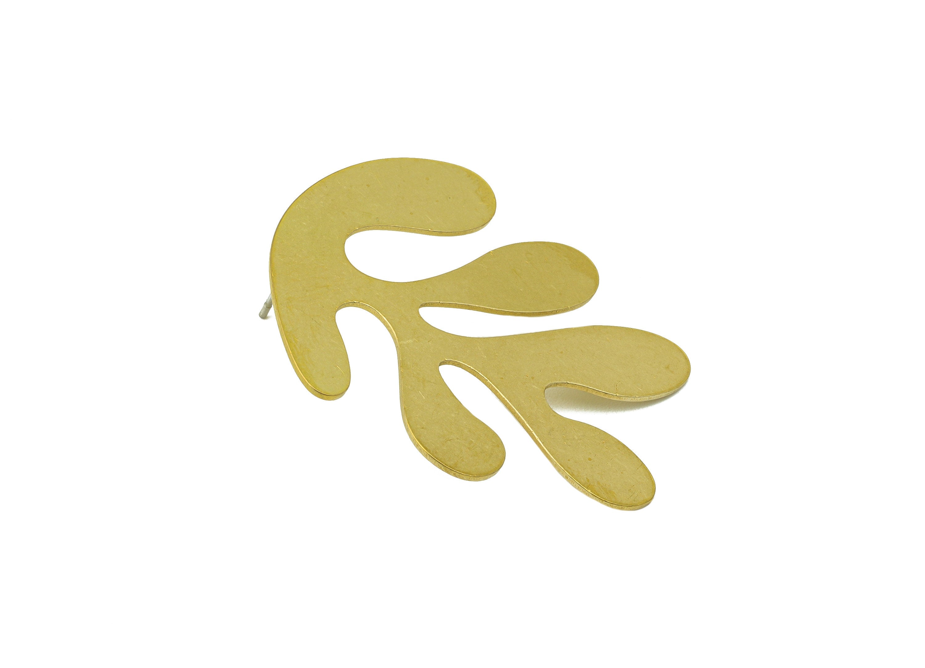Brass Leaf Earring Stud - Raw Brass Botanical Earring Post -Brass Botanical Earring Stud -Earring Post- 37.84x28.79x0.7mm - PP8608 - DOMEDBAZAAR