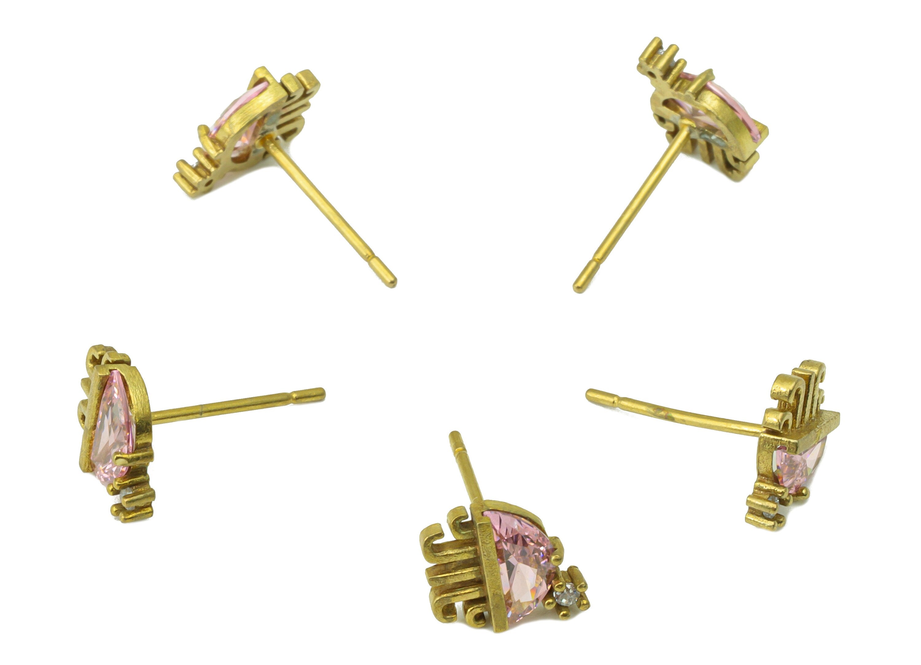Brass Jellyfish Earring Stud - Pink Jellyfish Earring Post - Marine Earring Post - Cubic Zirconia -Earring Post - 8.33x7.14x 2.57mm - PP8579 - DOMEDBAZAAR