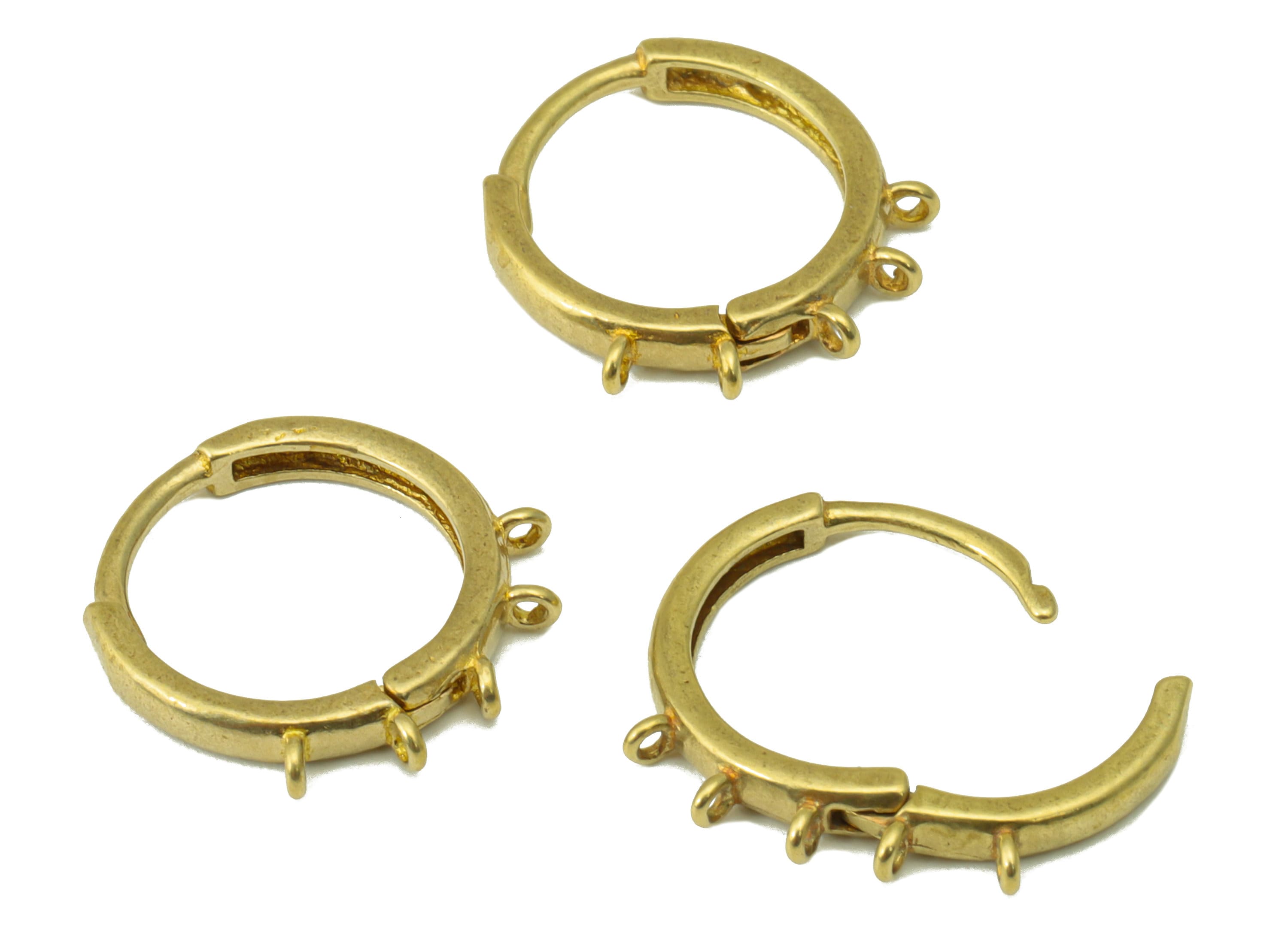 Brass Round Clasp - Raw Brass Hoop Clasp -Brass Huggie Hoop Clasp with 5 Loop -Connector Clasp - 15.84x14.95x2.39mm - PP4687 - DOMEDBAZAAR